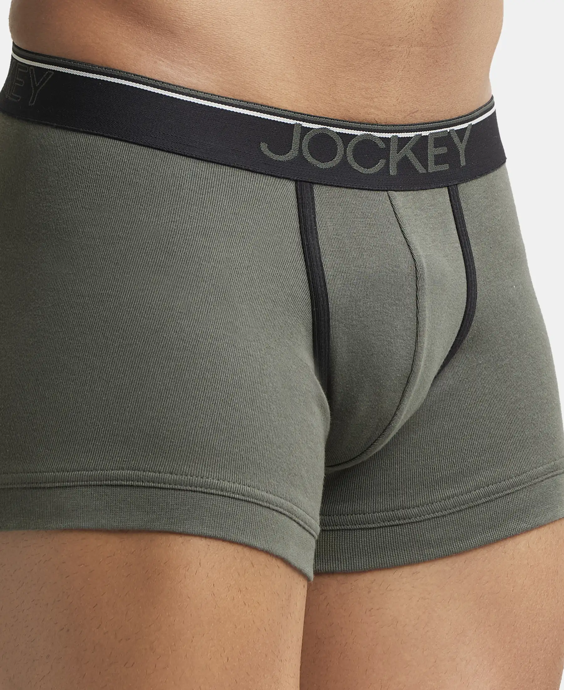 Super Combed Cotton Rib Solid Trunk with Ultrasoft Waistband - Deep Olive - Image 6
