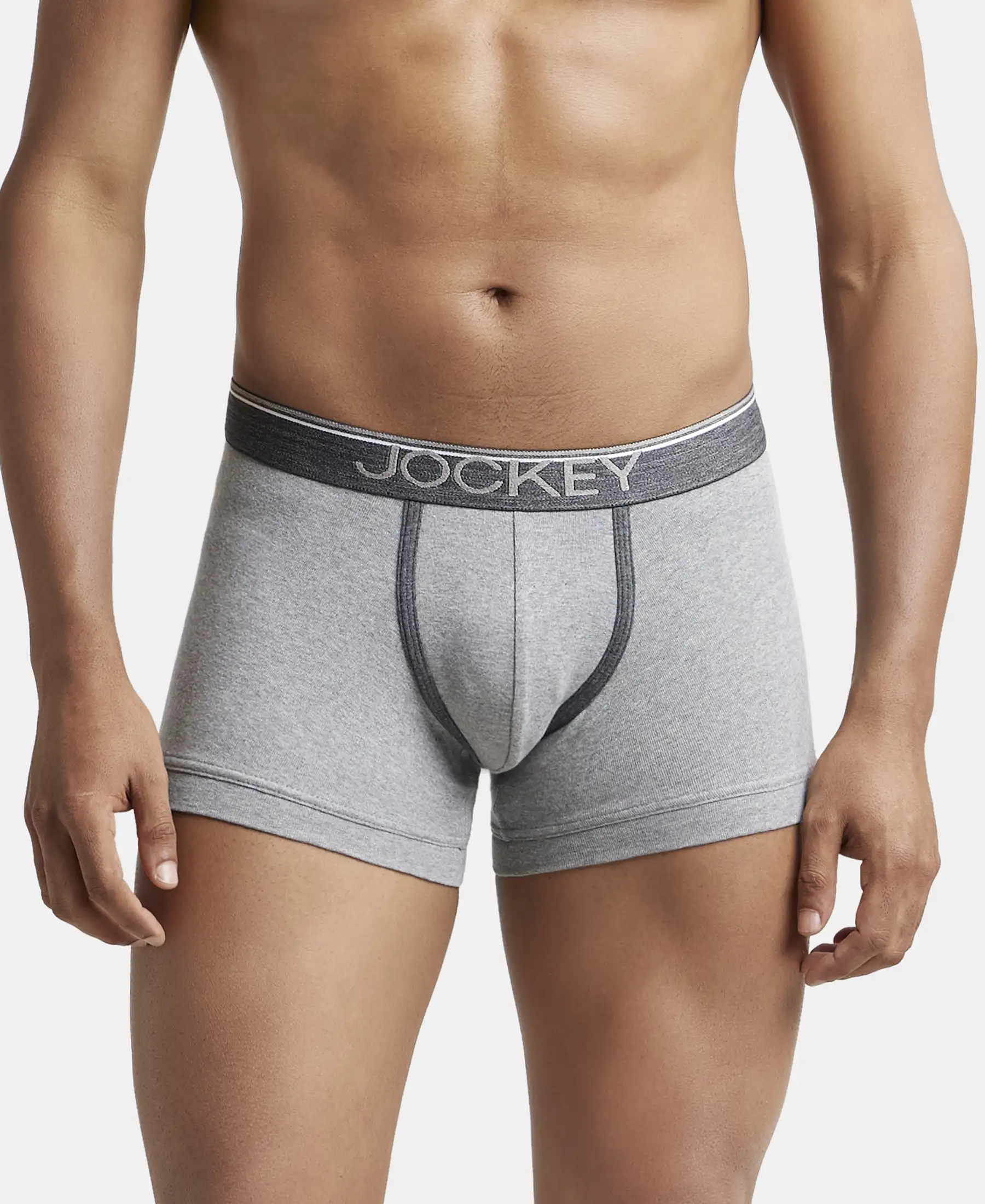 Super Combed Cotton Rib Solid Trunk with Ultrasoft Waistband - Grey Melange