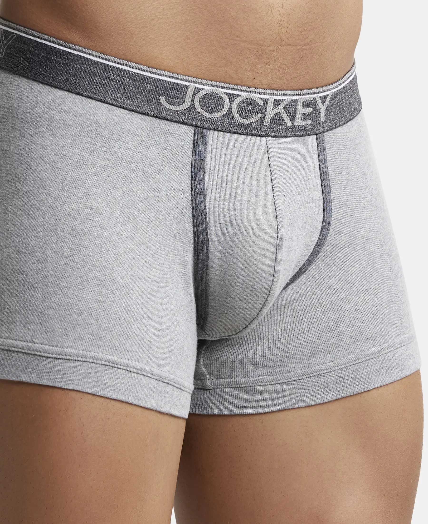 Super Combed Cotton Rib Solid Trunk with Ultrasoft Waistband - Grey Melange - Image 6