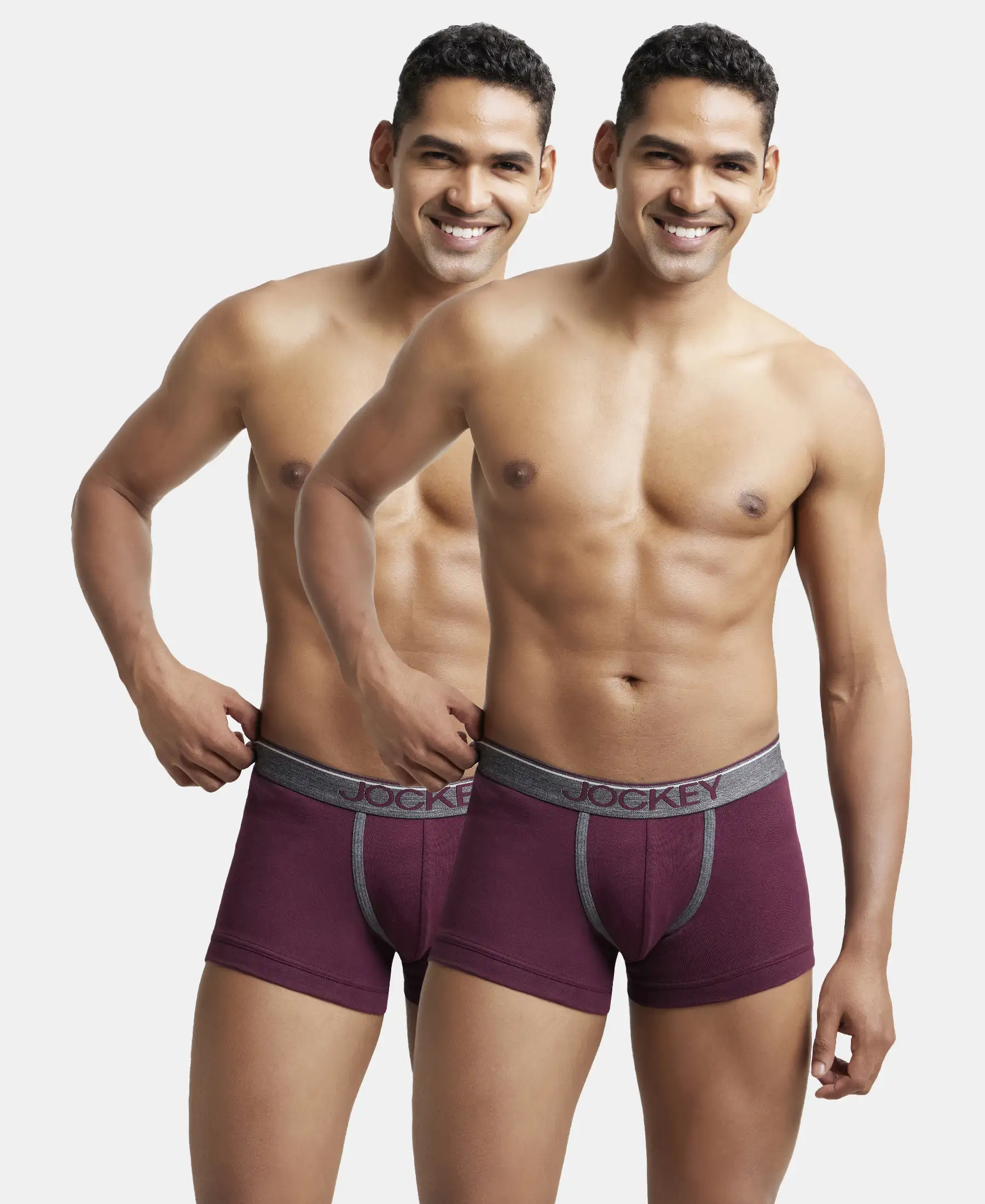 Super Combed Cotton Rib Solid Trunk with Ultrasoft Waistband - Wine Tasting (Pack of 2)