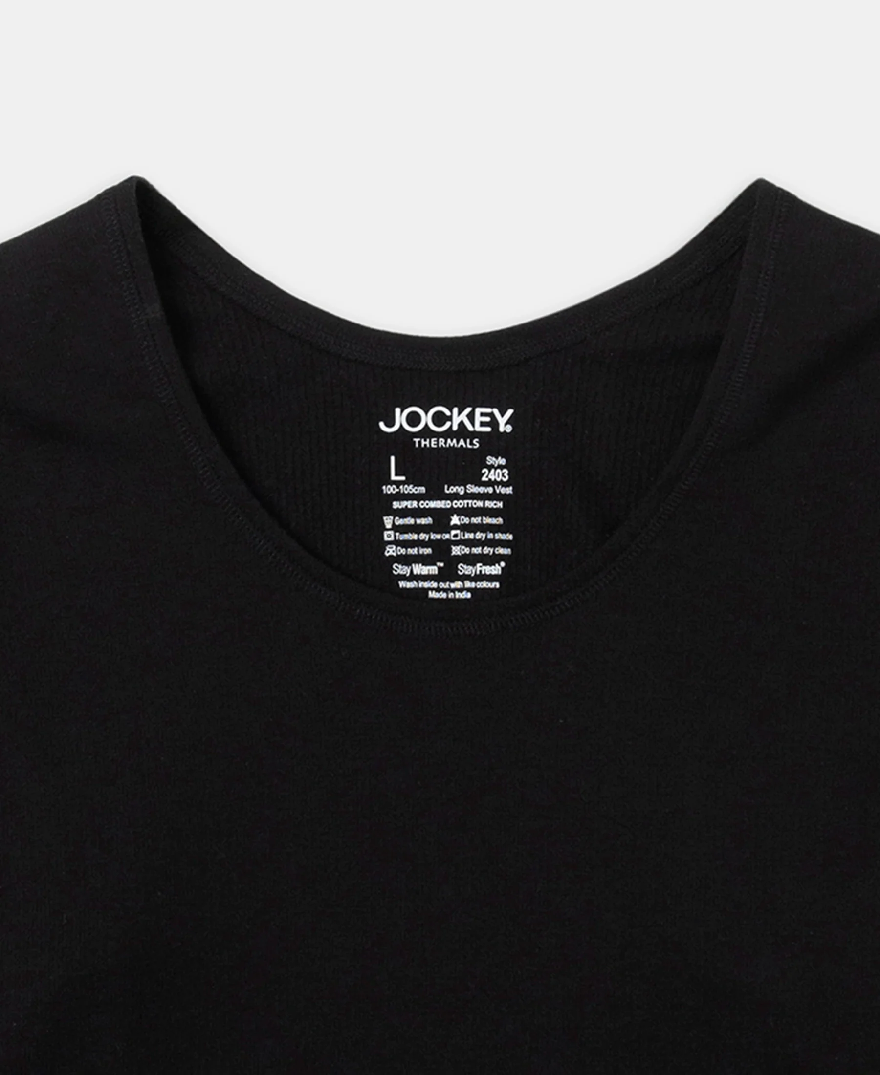 Super Warm Super Combed Cotton Rich Brushed Fabric Full Sleeved Thermal Undershirt with StayWarm Technology - Black - Image 8
