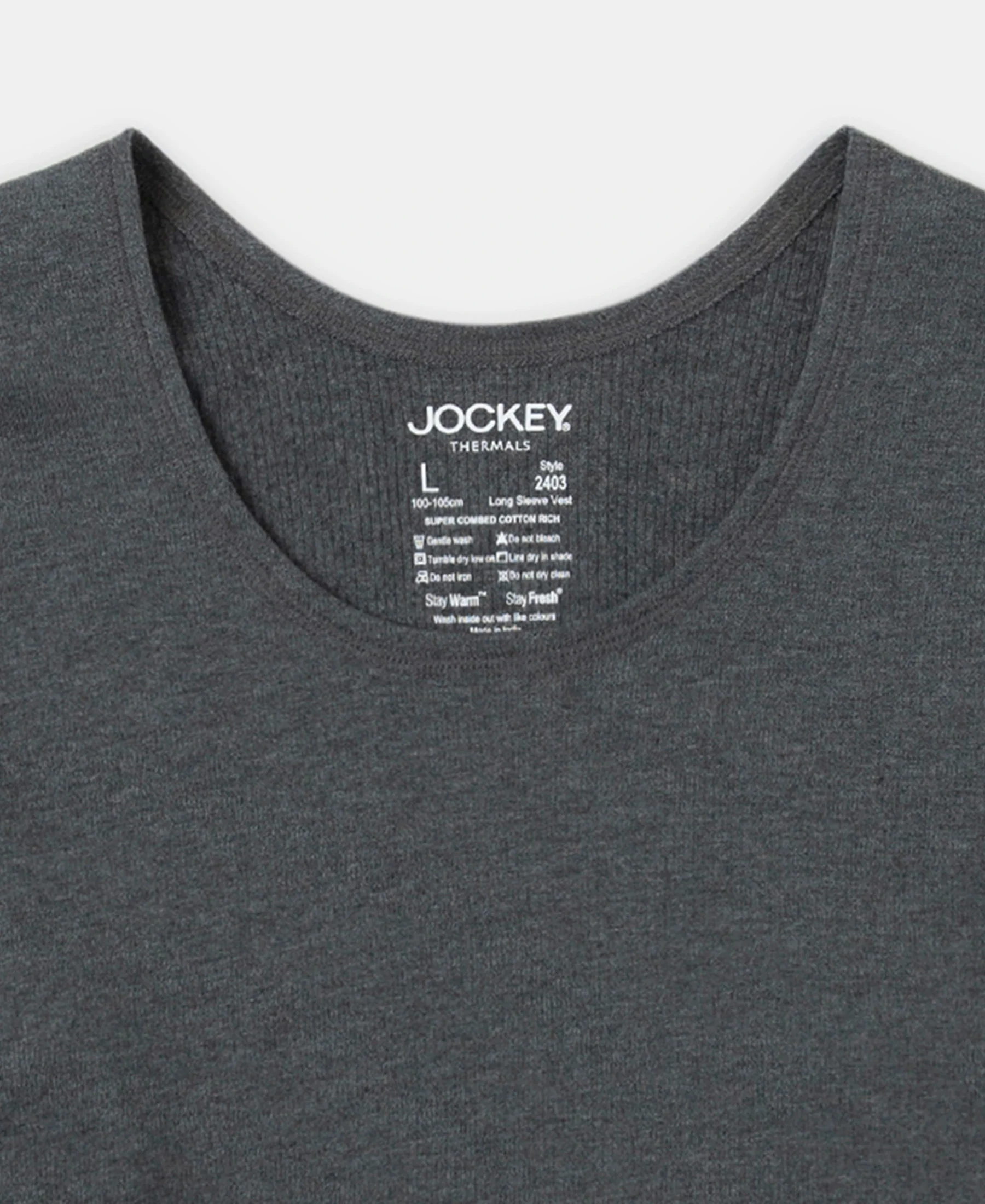Super Warm Super Combed Cotton Rich Brushed Fabric Full Sleeved Thermal Undershirt with StayWarm Technology - Charcoal Melange - Image 9