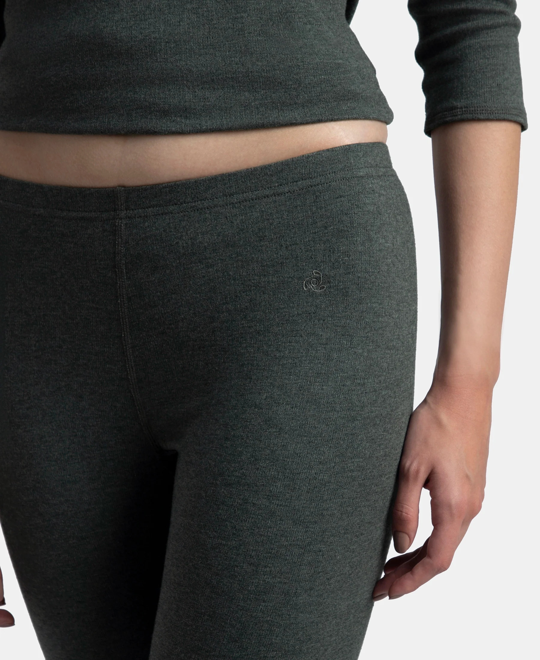 Super Warm Super Combed Cotton Rich Brushed Fabric Thermal Leggings with StayWarm Technology - Charcoal Melange - Image 7