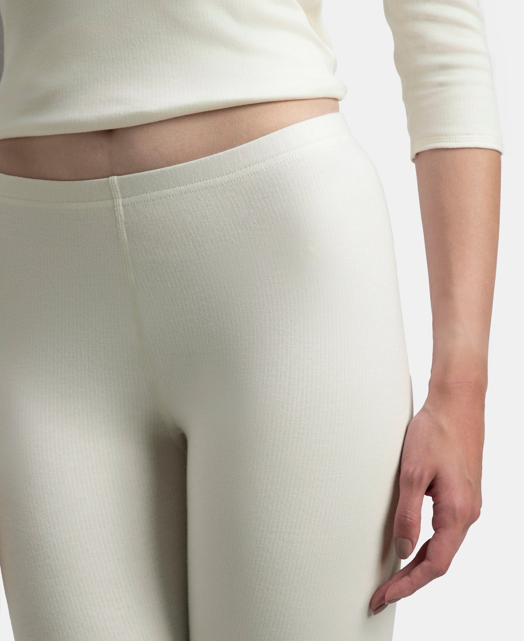 Super Warm Super Combed Cotton Rich Brushed Fabric Thermal Leggings with StayWarm Technology - Off White - Image 7