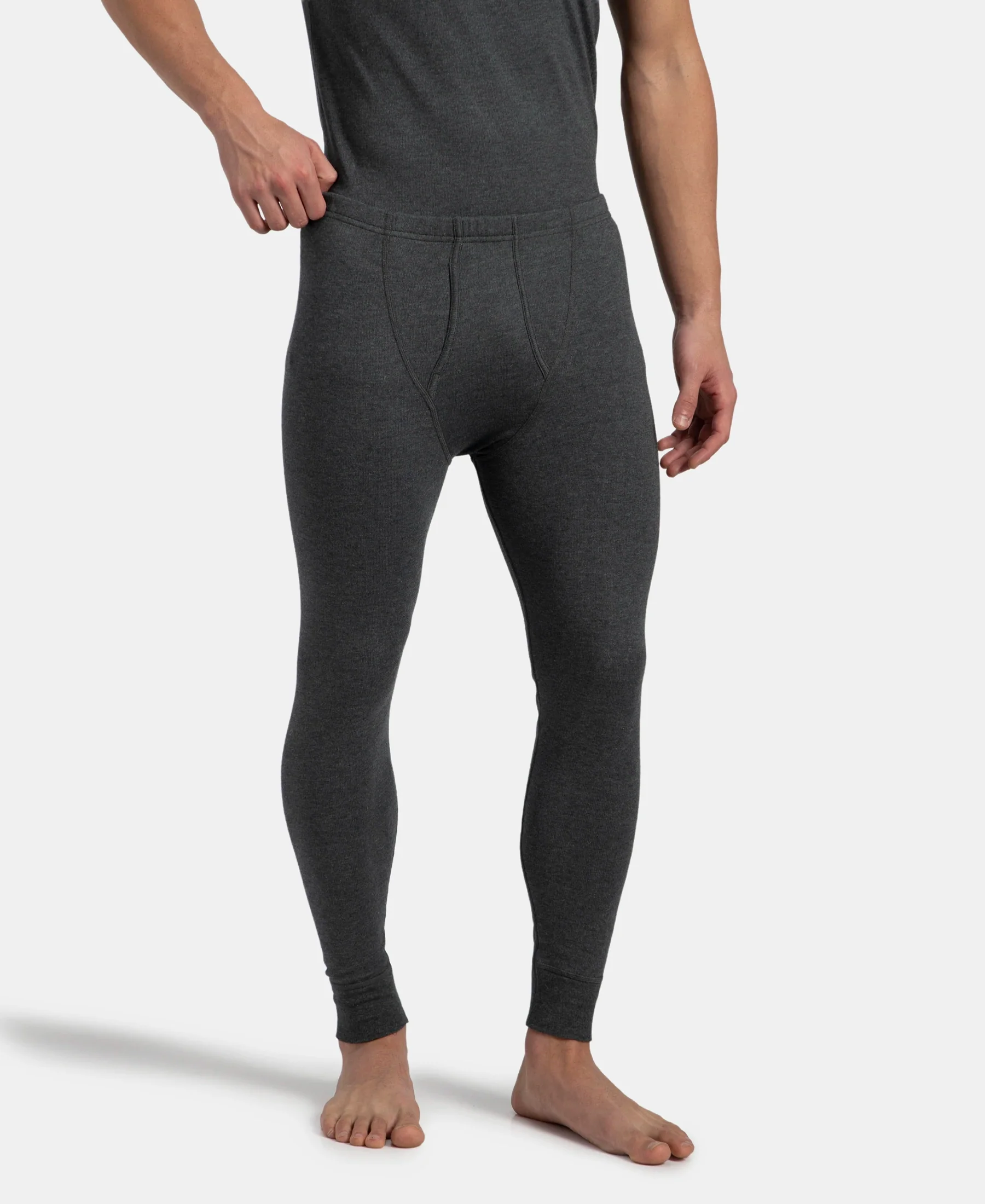 Super Warm Super Combed Cotton Rich Brushed Fabric Thermal Long John with StayWarm Technology - Charcoal Melange - Image 2