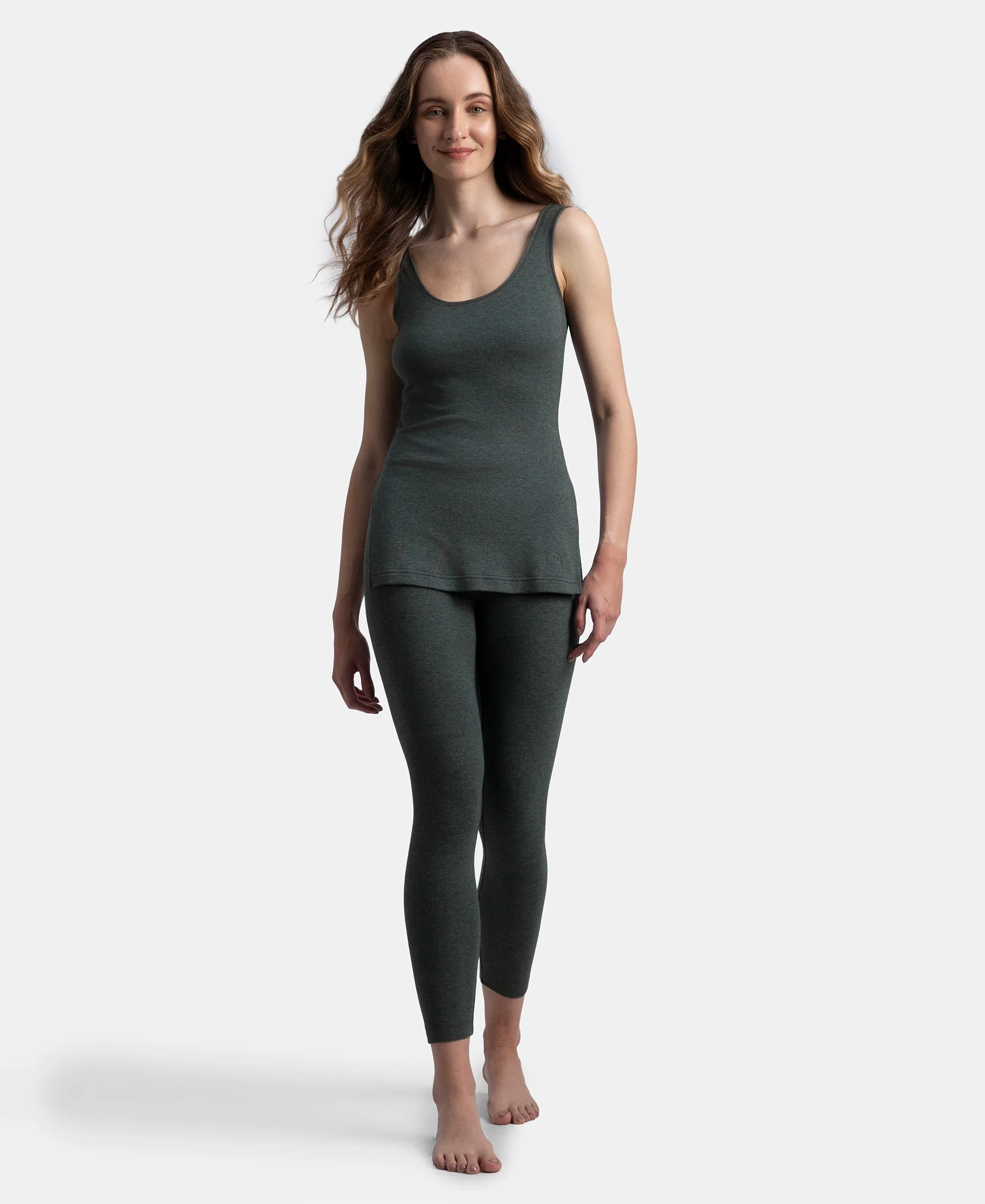 Super Warm Super Combed Cotton Rich Brushed Fabric Thermal Tank Top with StayWarm Technology - Charcoal Melange - Image 6
