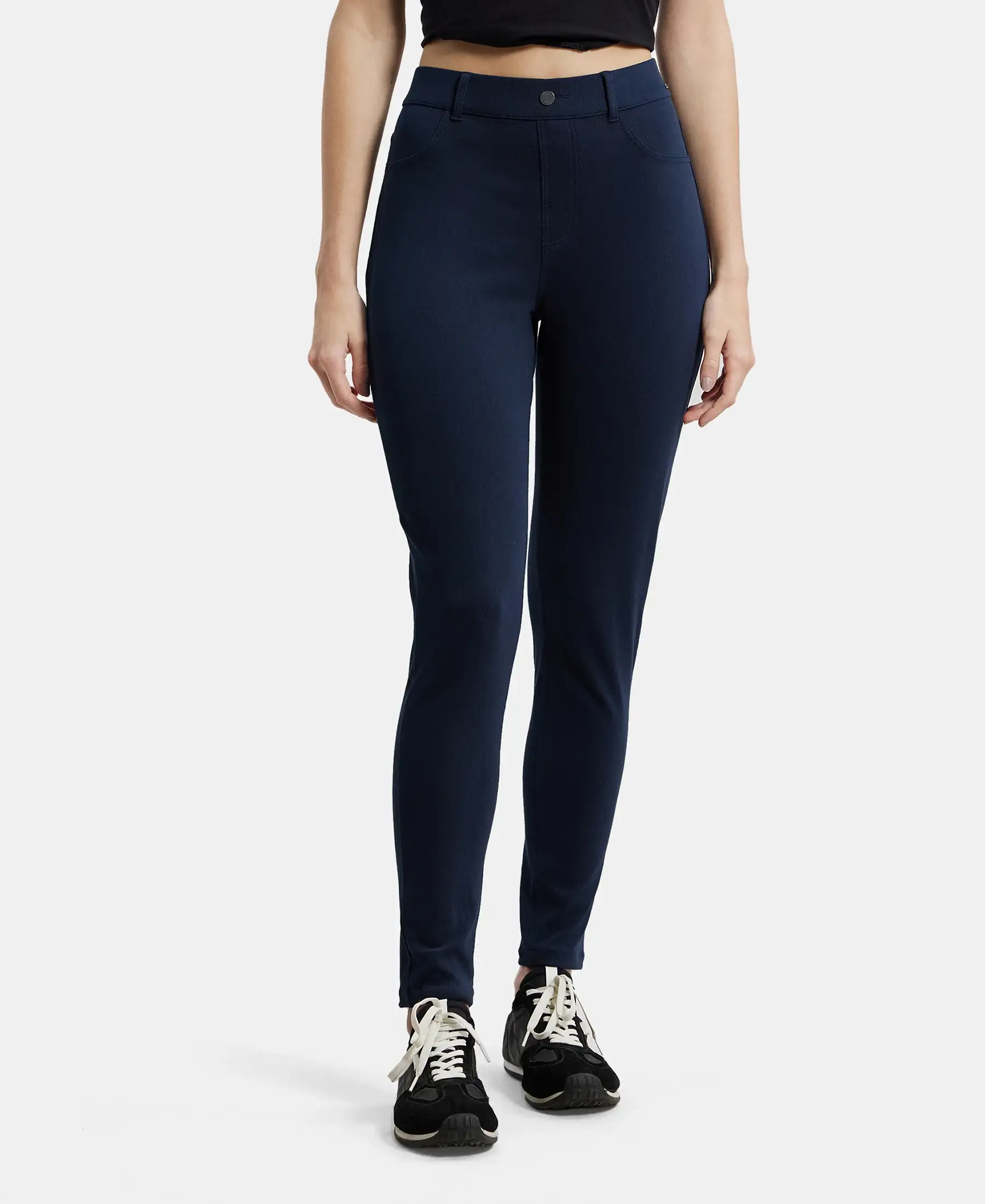 Super Combed Cotton Rich Elastane Stretch Slim Fit Jeggings With Pockets - Navy Blazer