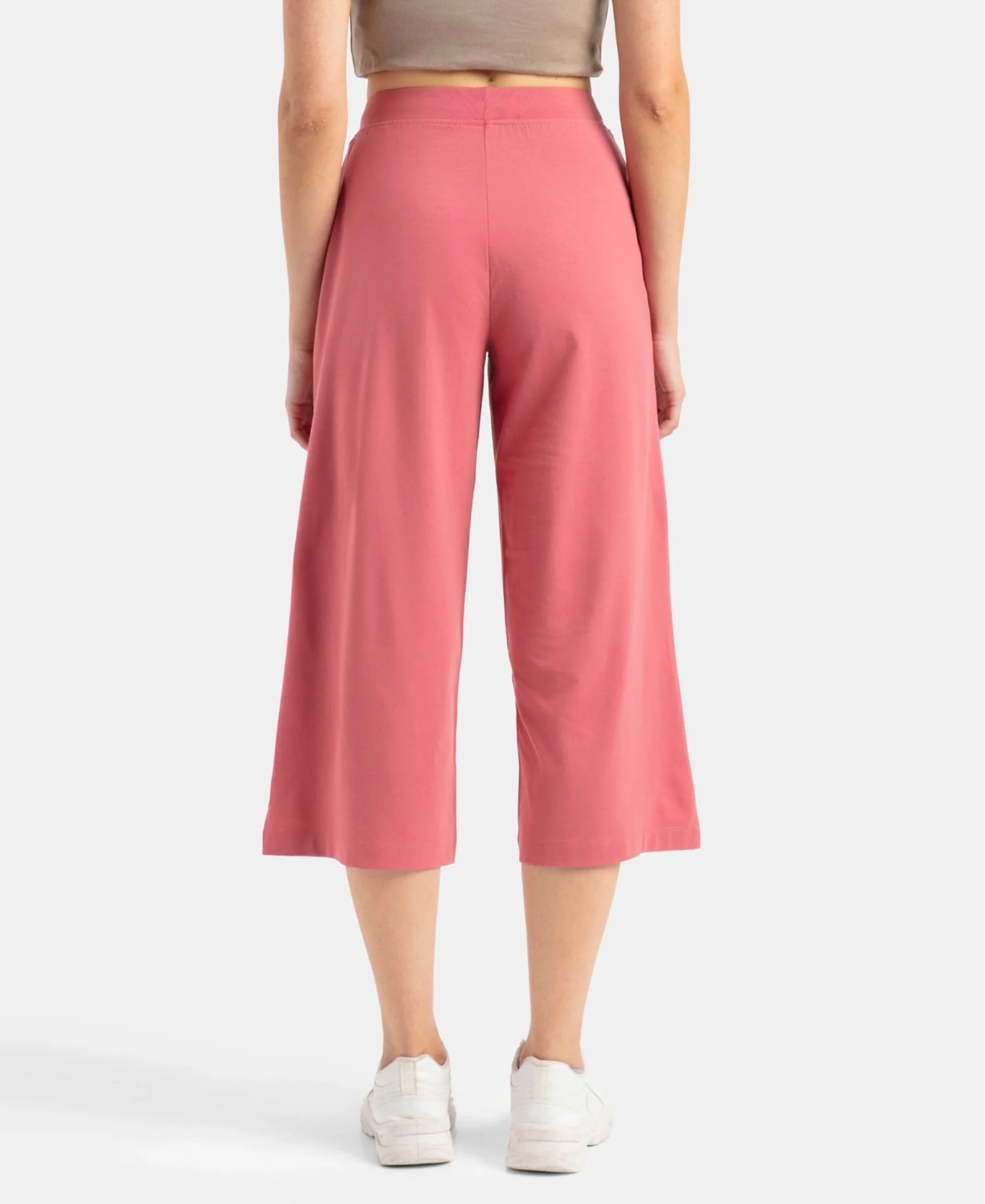 Super Combed Cotton Rich Elastane Stretch Relaxed Fit Culottes - Baroque Rose - Image 3
