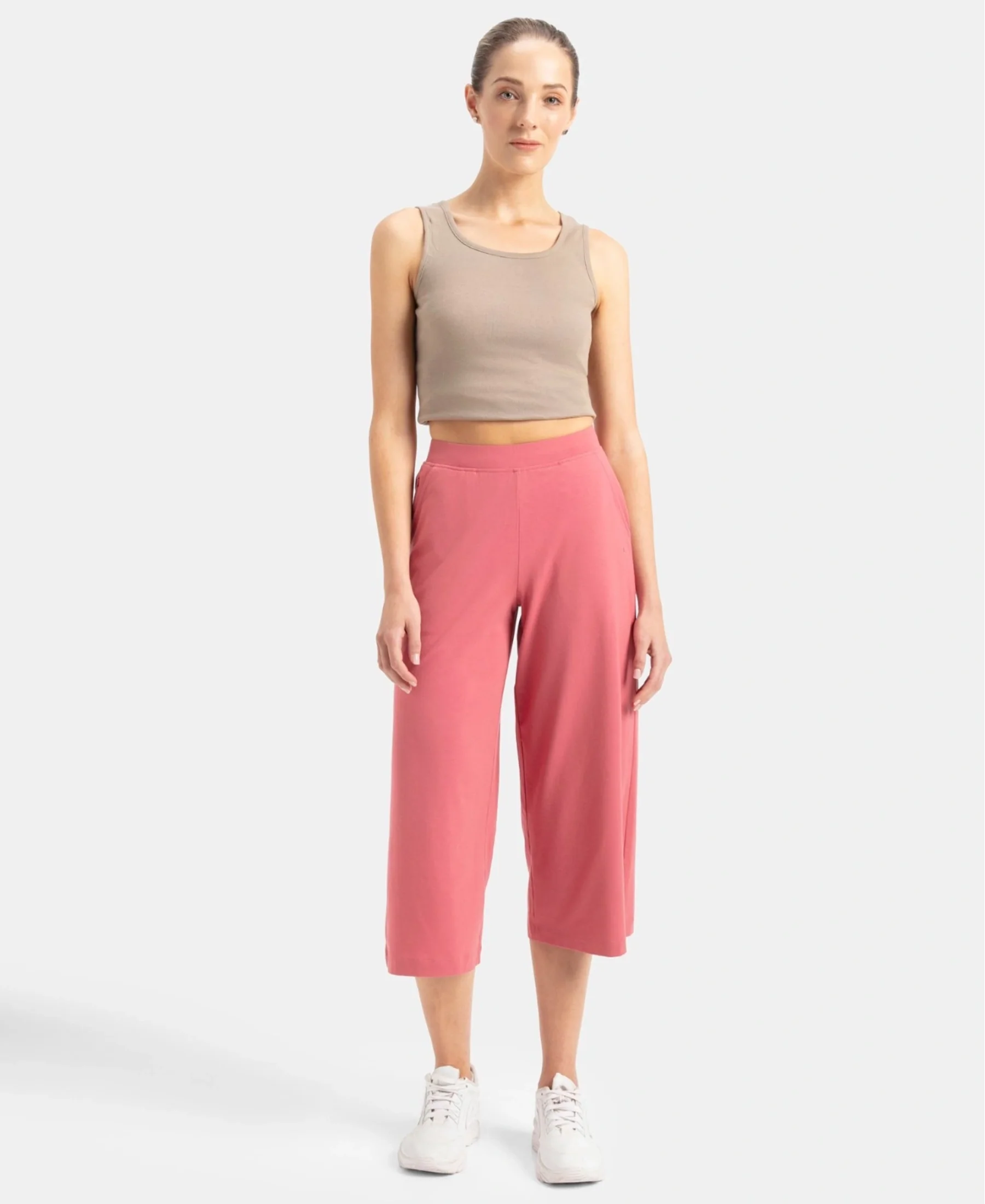 Super Combed Cotton Rich Elastane Stretch Relaxed Fit Culottes - Baroque Rose - Image 4