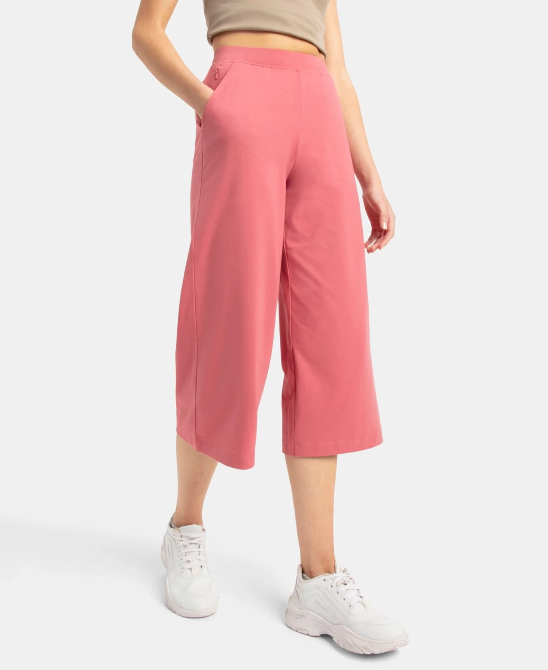 Super Combed Cotton Rich Elastane Stretch Relaxed Fit Culottes - Baroque Rose - Image 5