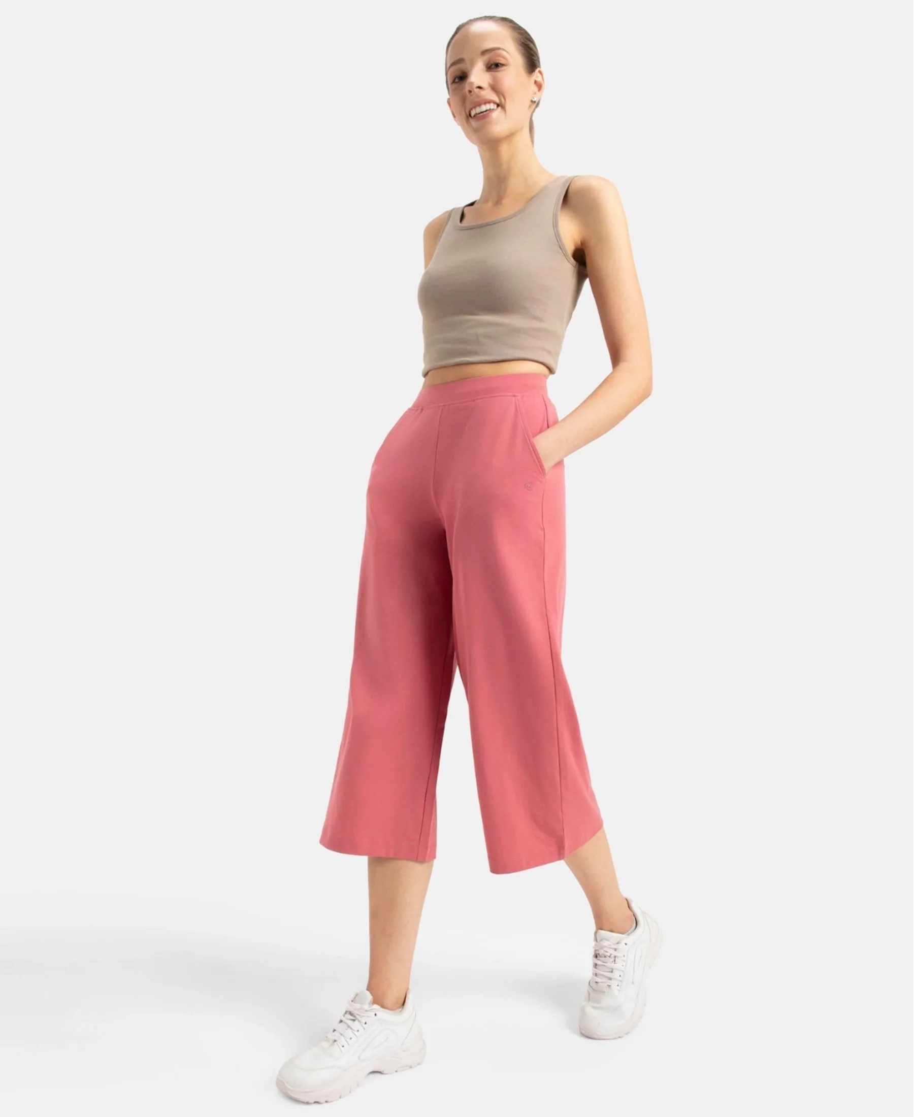 Super Combed Cotton Rich Elastane Stretch Relaxed Fit Culottes - Baroque Rose - Image 6