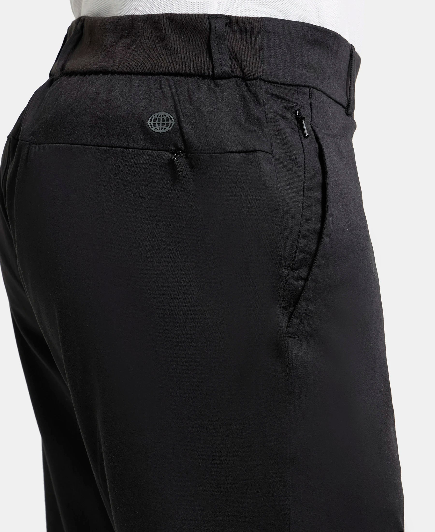 Super Combed Cotton Rich Elastane Stretch Woven Fabric Slim Fit All Day Pants - Black - Image 7