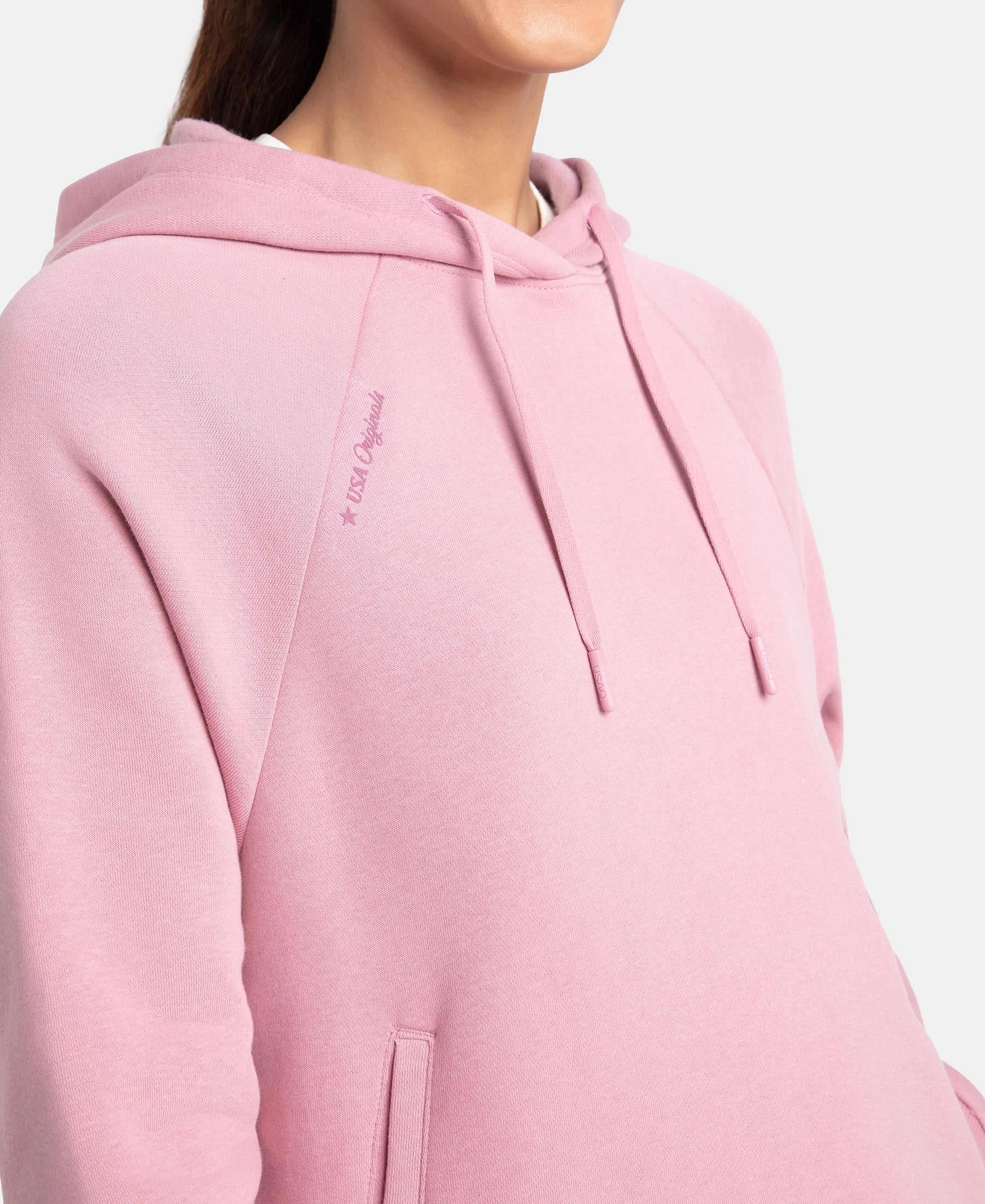 Super Combed Cotton Rich Fleece Fabric Raglan Sleeve Hoodie Sweatshirt - Lilas - Image 6