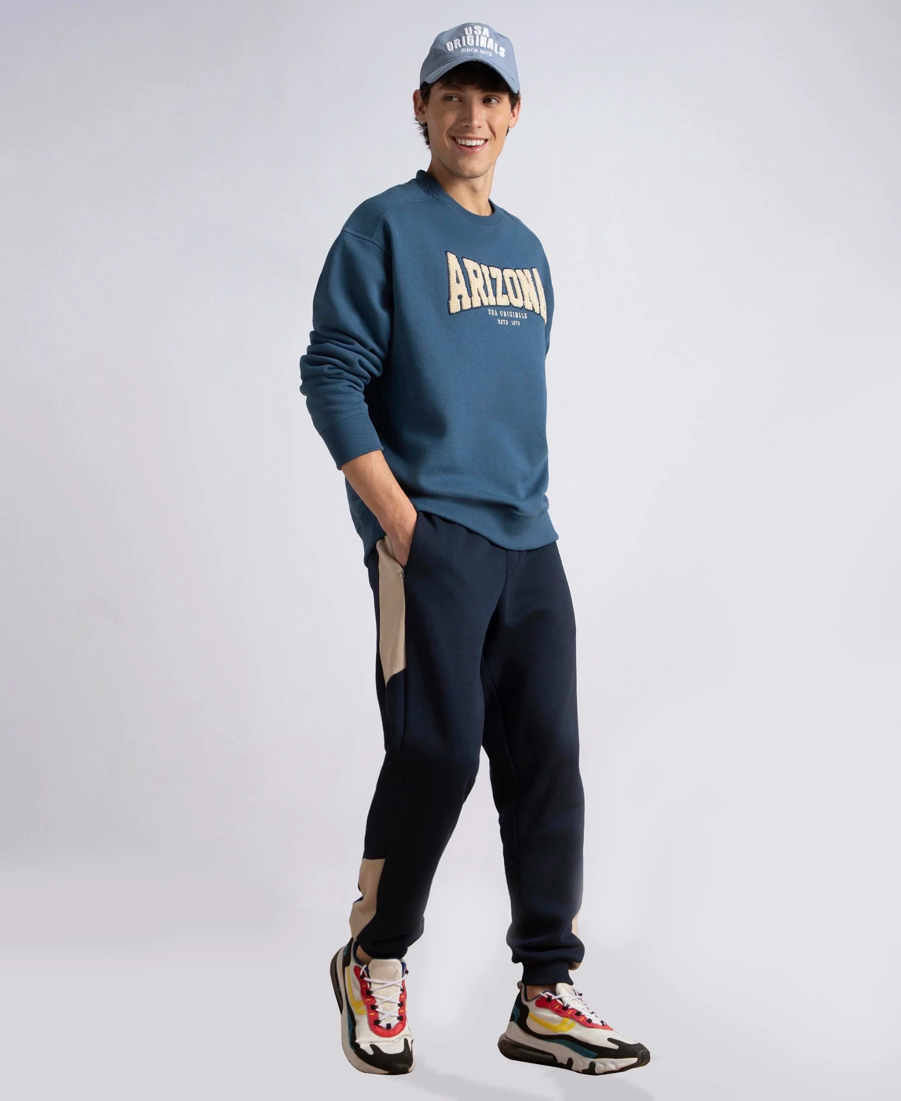 Super Combed Cotton Rich Fleece Fabric Regular Fit Jogger with Zipper Pockets - Navy - Image 4