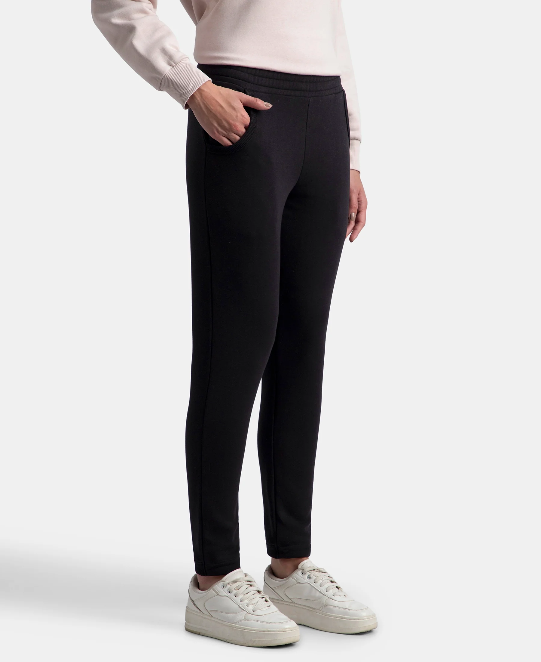Super Combed Cotton Rich Fleece Fabric Regular Fit Joggers with StayWarm Technology - Black - Image 2