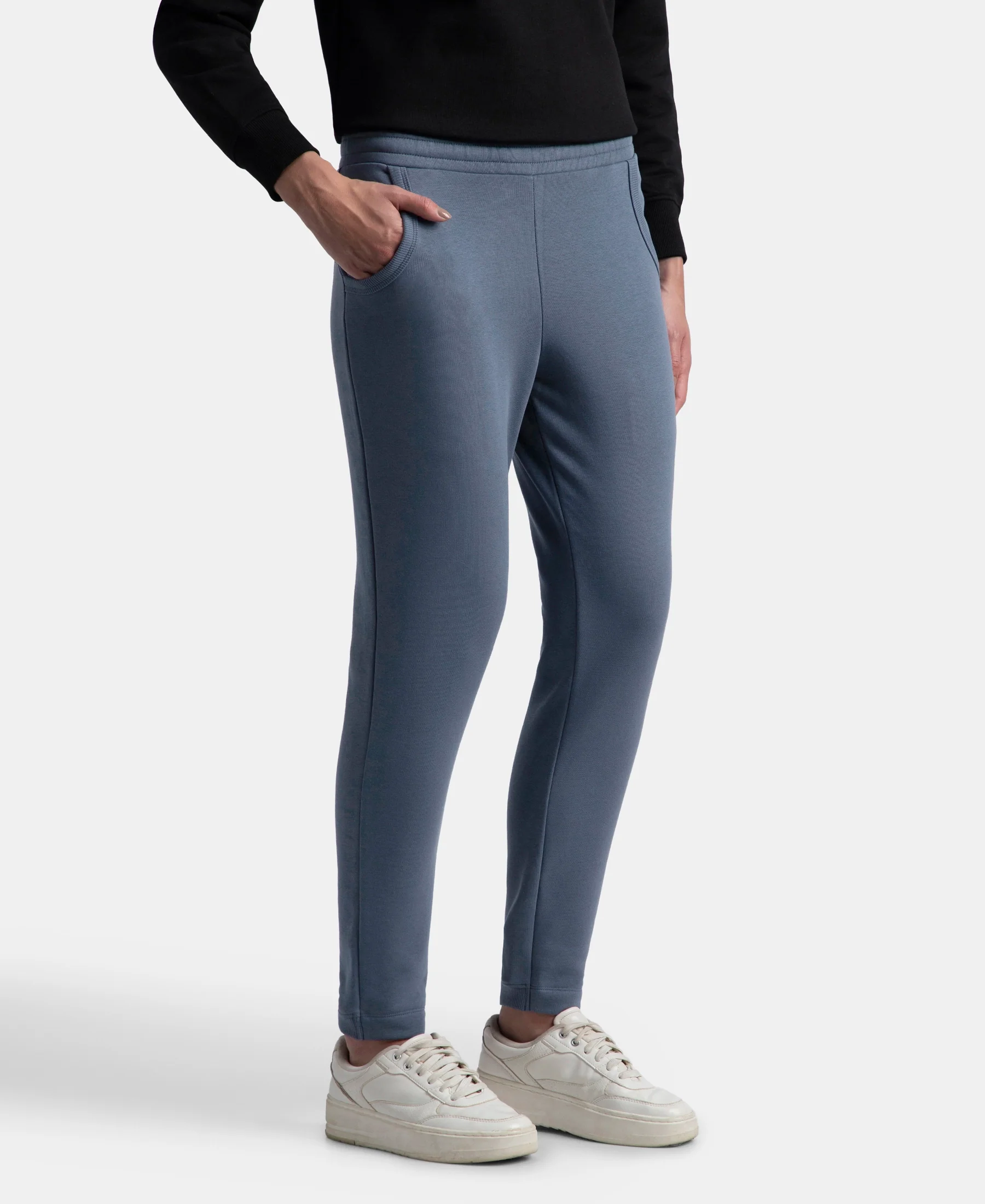 Super Combed Cotton Rich Fleece Fabric Regular Fit Joggers With Staywarm Technology - Vintage Indigo - Image 2