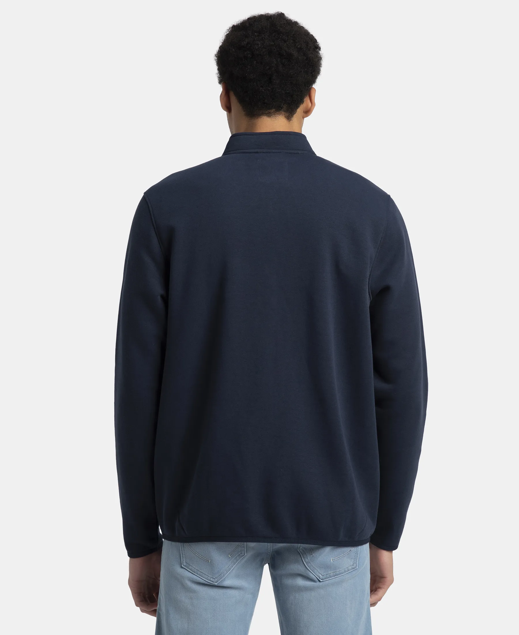 Super Combed Cotton Rich Fleece Jacket with StayWarm Technology - Navy - Image 3