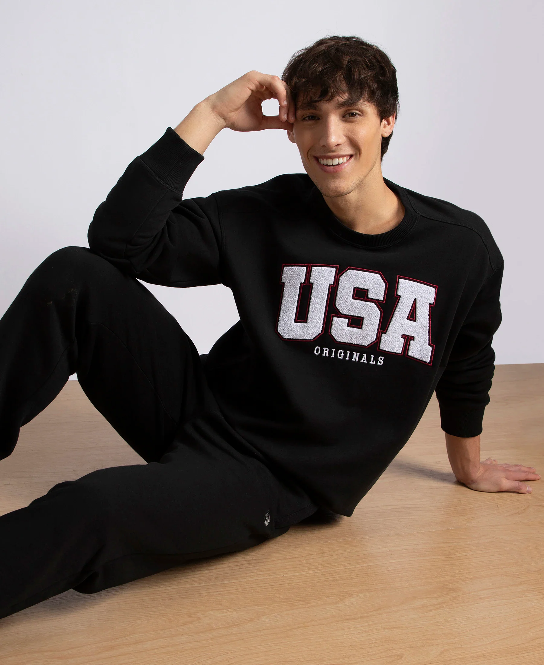 Super Combed Cotton Rich Fleece Printed Sweatshirt with StayWarm Technology - Black - Image 5