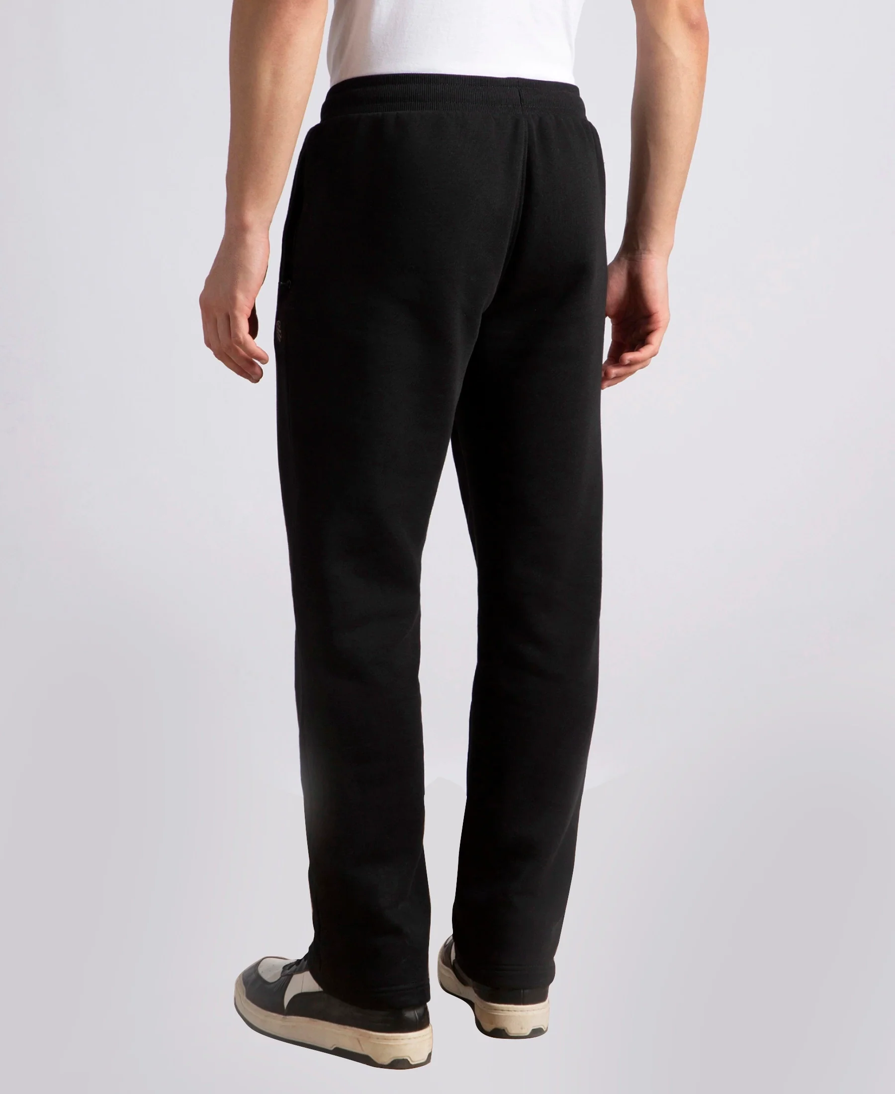 Super Combed Cotton Rich Straight Fit Fleece Trackpants with StayWarm Technology - Black - Image 3