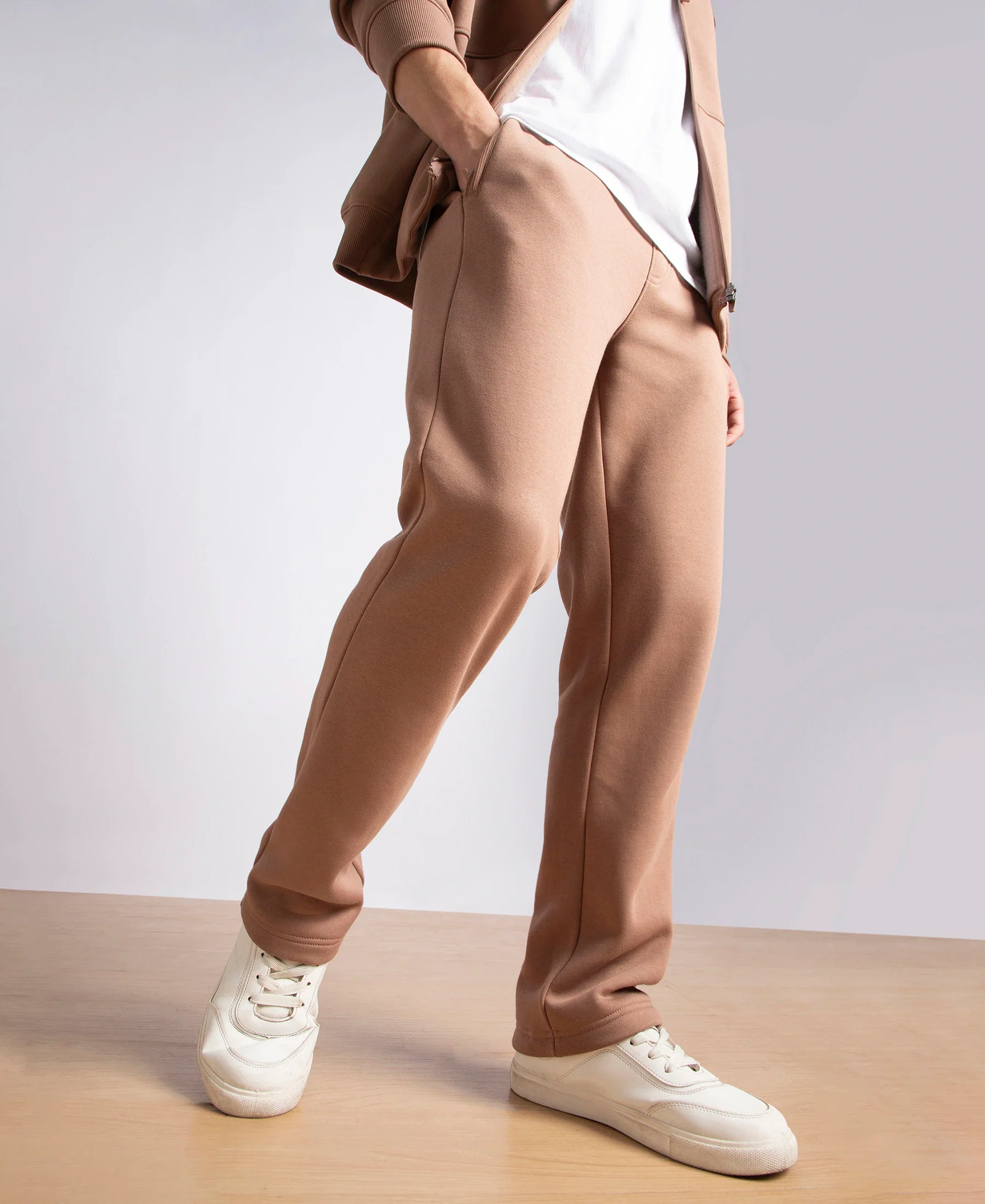 Super Combed Cotton Rich Straight Fit Fleece Trackpants with StayWarm Technology - Brownie - Image 5