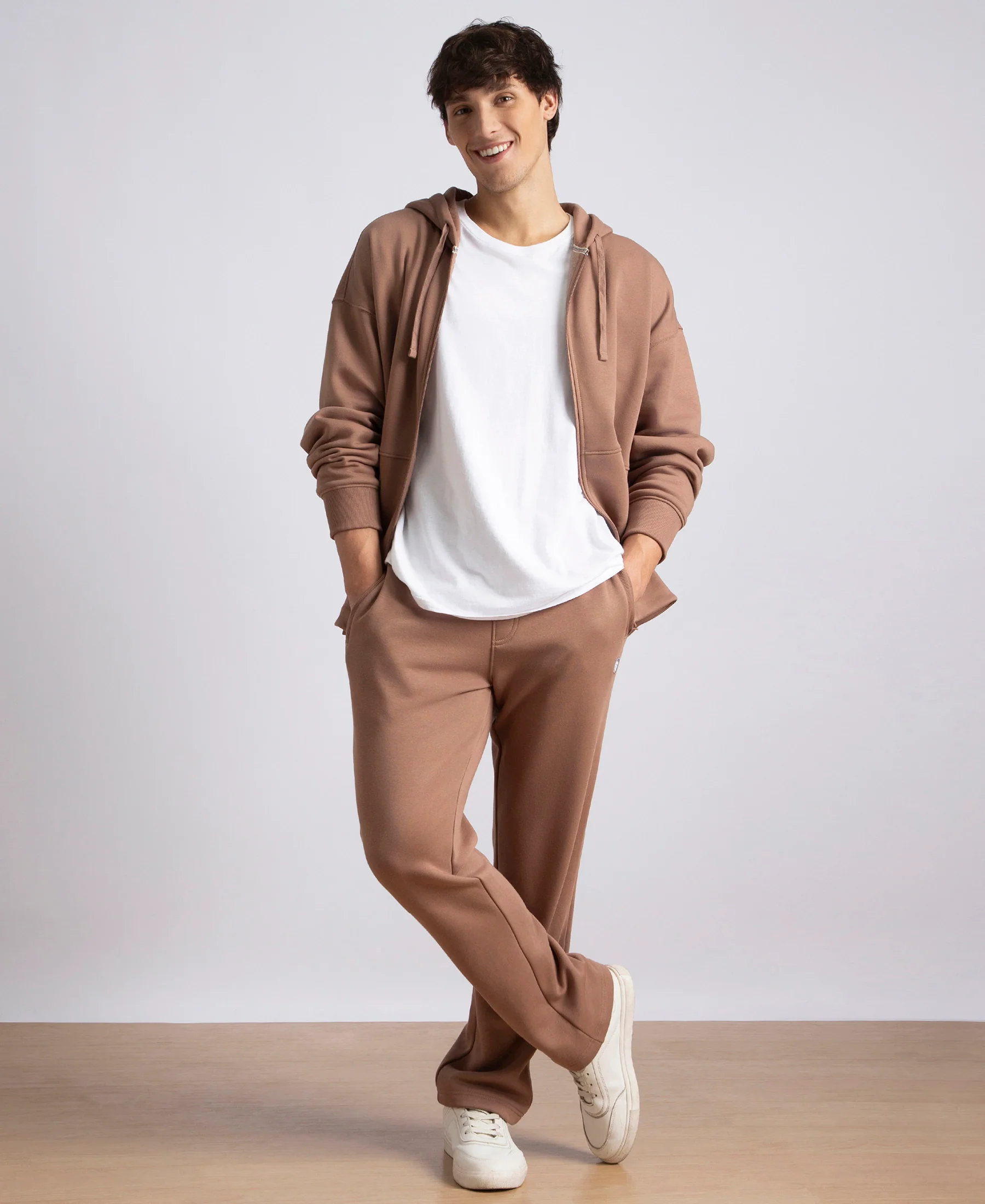 Super Combed Cotton Rich Straight Fit Fleece Trackpants with StayWarm Technology - Brownie - Image 6