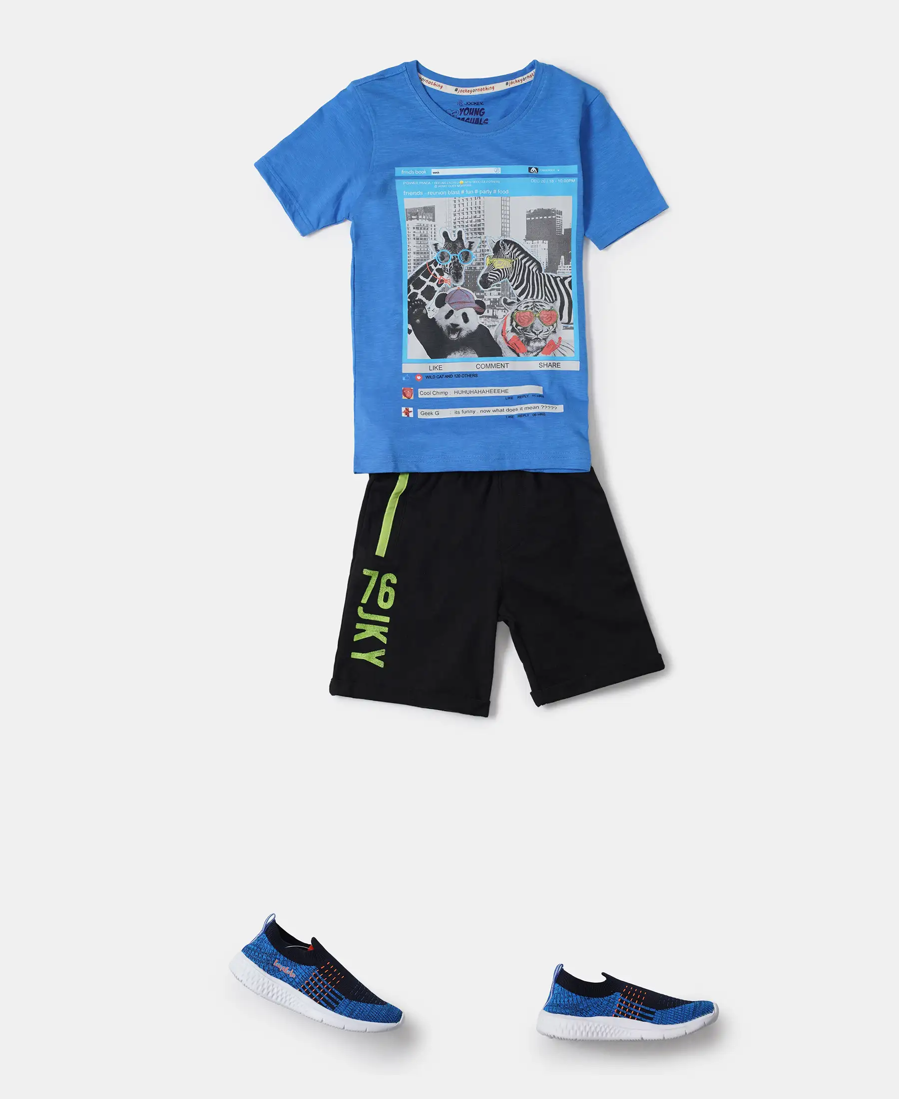 Boy's Super Combed Cotton Rich French Terry Graphic Printed Shorts with Turn Up Hem Styling - Black - Image 4