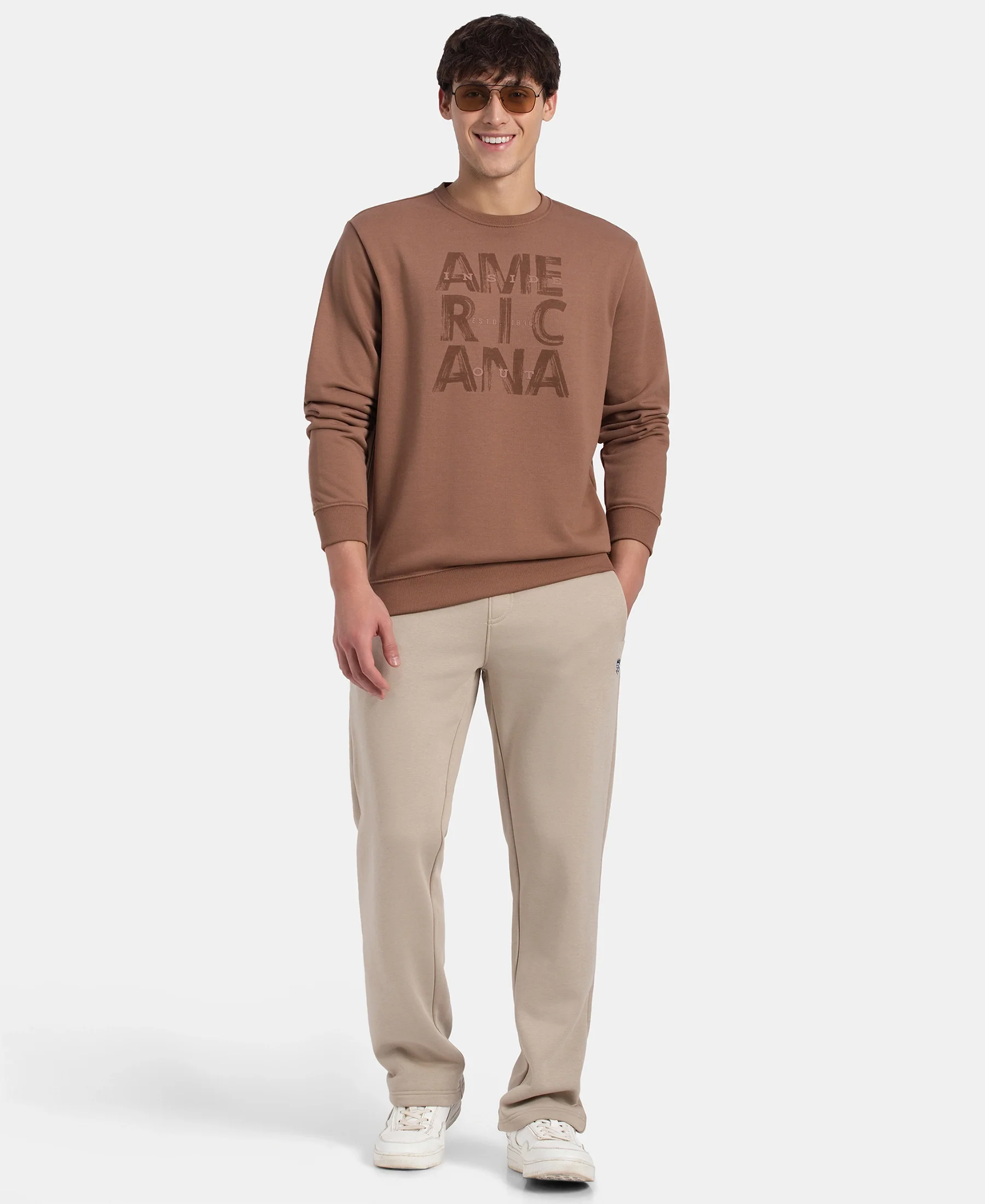 Super Combed Cotton Rich French Terry Printed Sweatshirt with Ribbed Cuffs - Acorn - Image 4