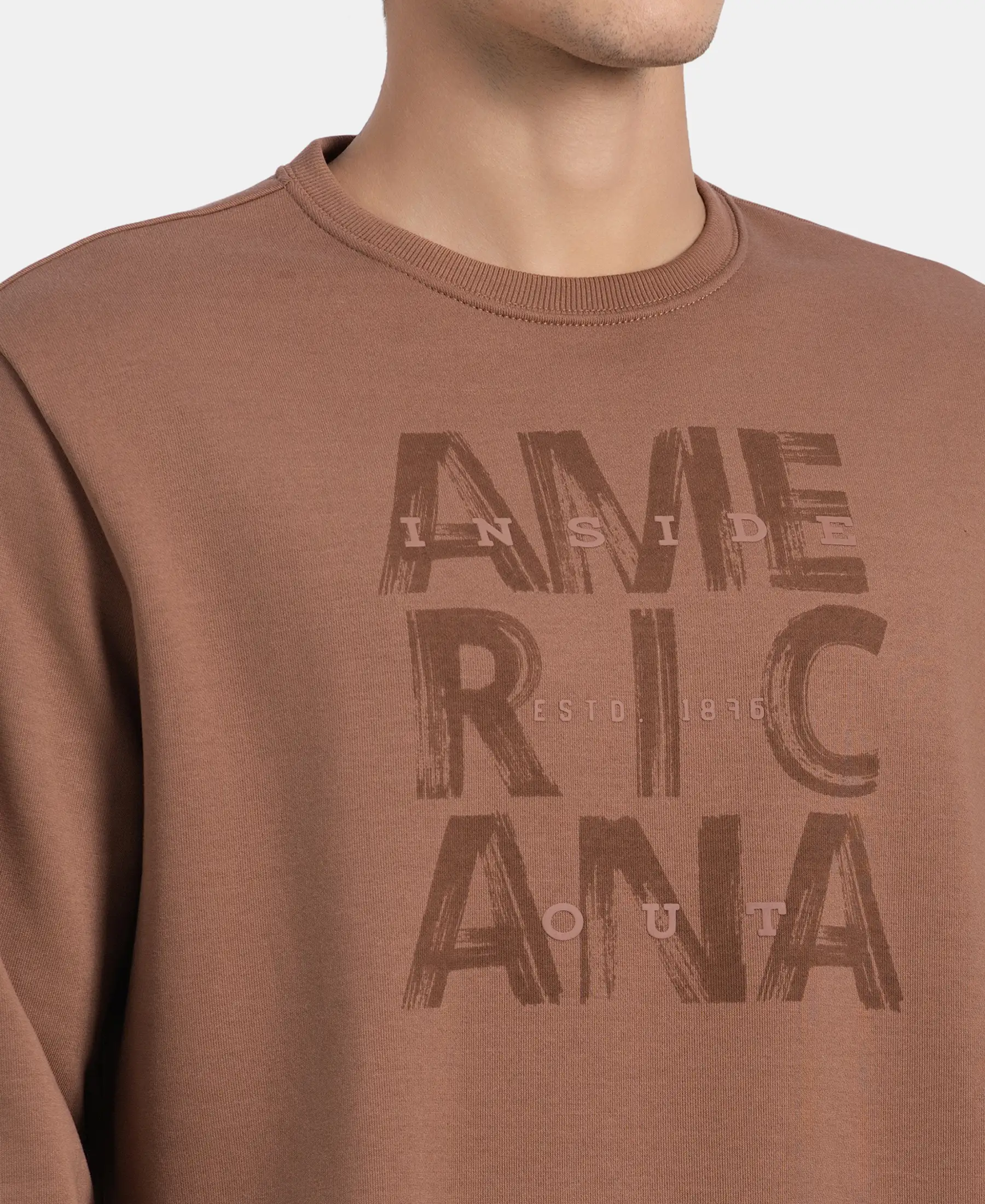 Super Combed Cotton Rich French Terry Printed Sweatshirt with Ribbed Cuffs - Acorn - Image 7