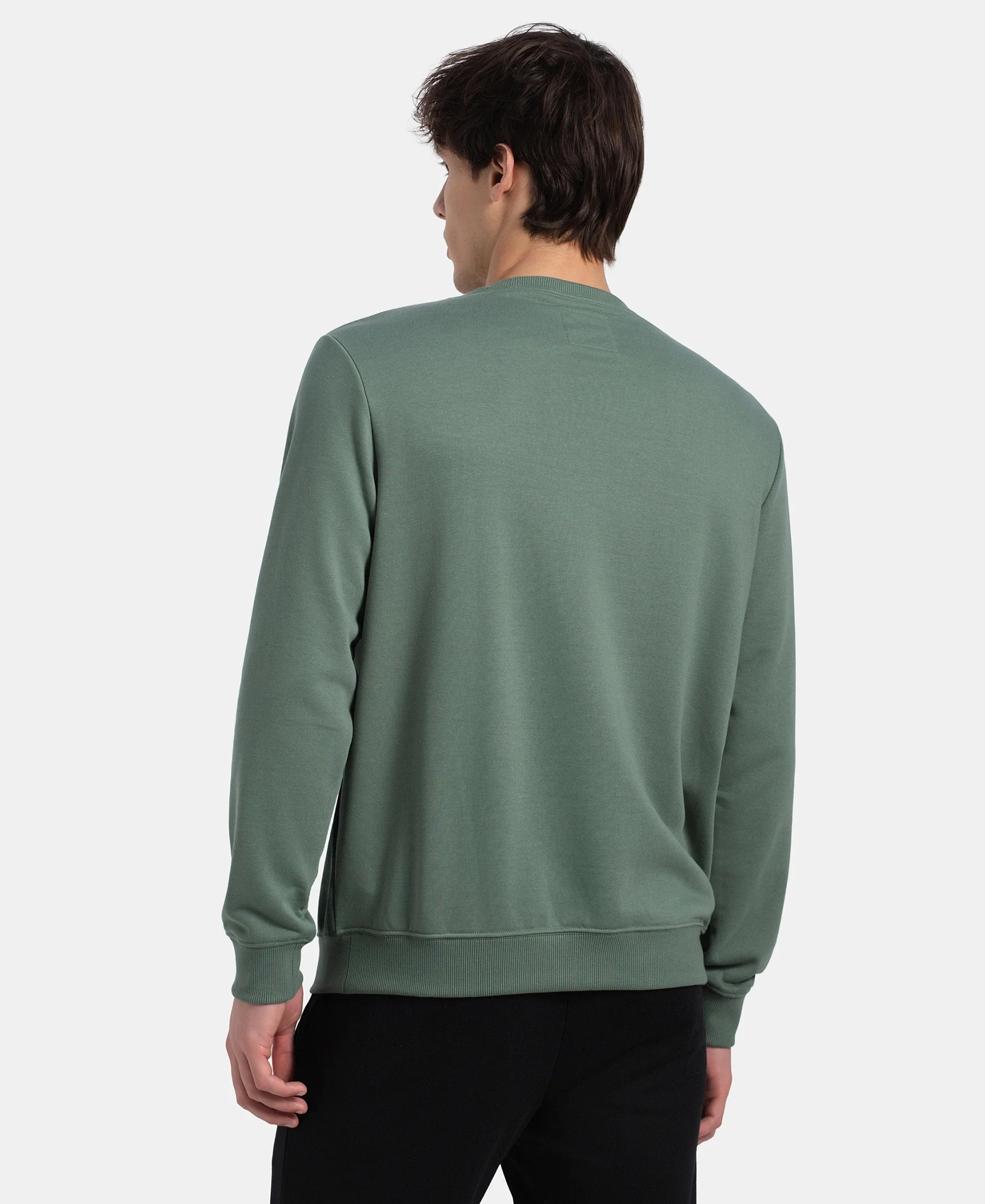 Super Combed Cotton Rich French Terry Printed Sweatshirt with Ribbed Cuffs - Dark Forest - Image 3