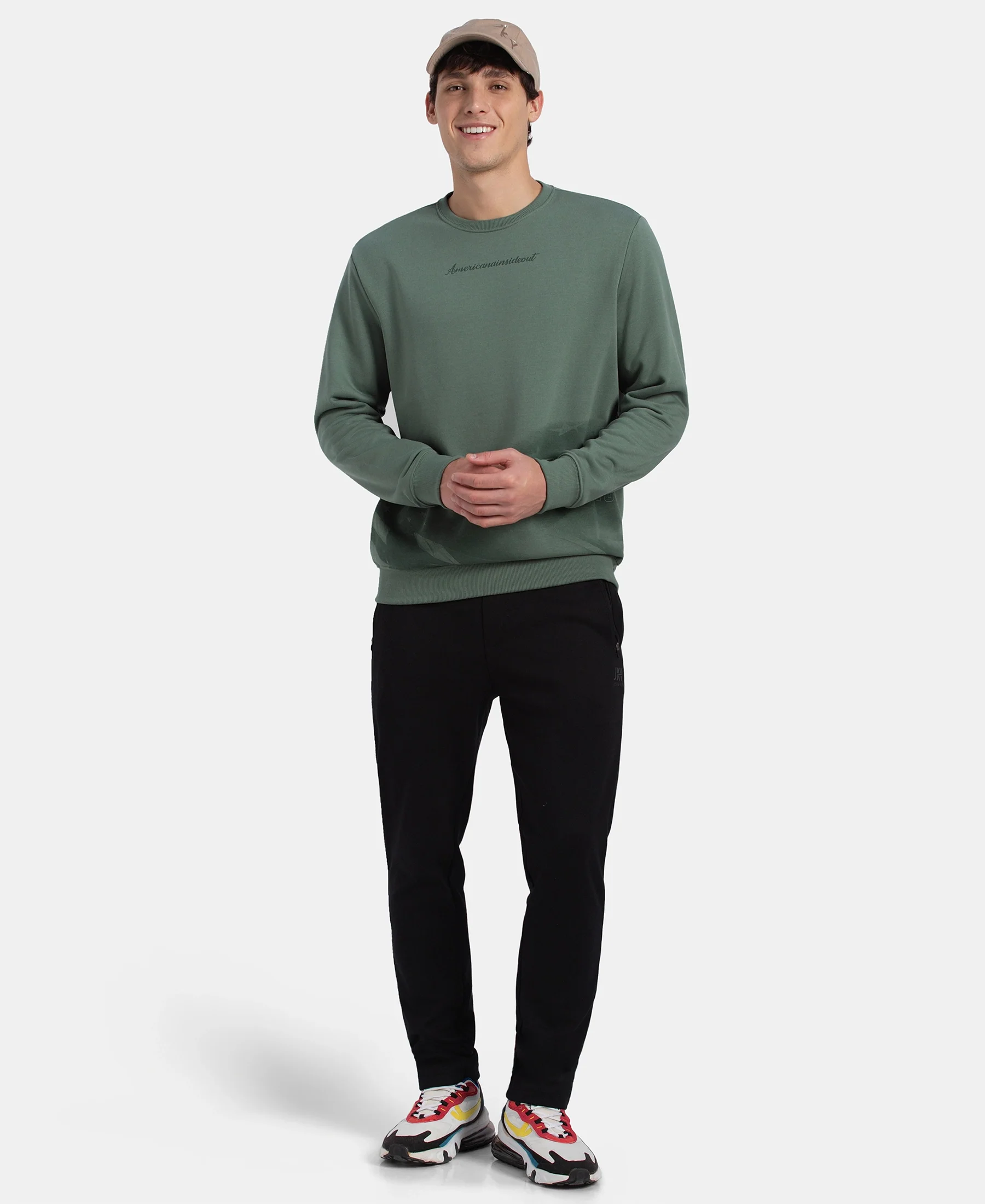 Super Combed Cotton Rich French Terry Printed Sweatshirt with Ribbed Cuffs - Dark Forest - Image 6