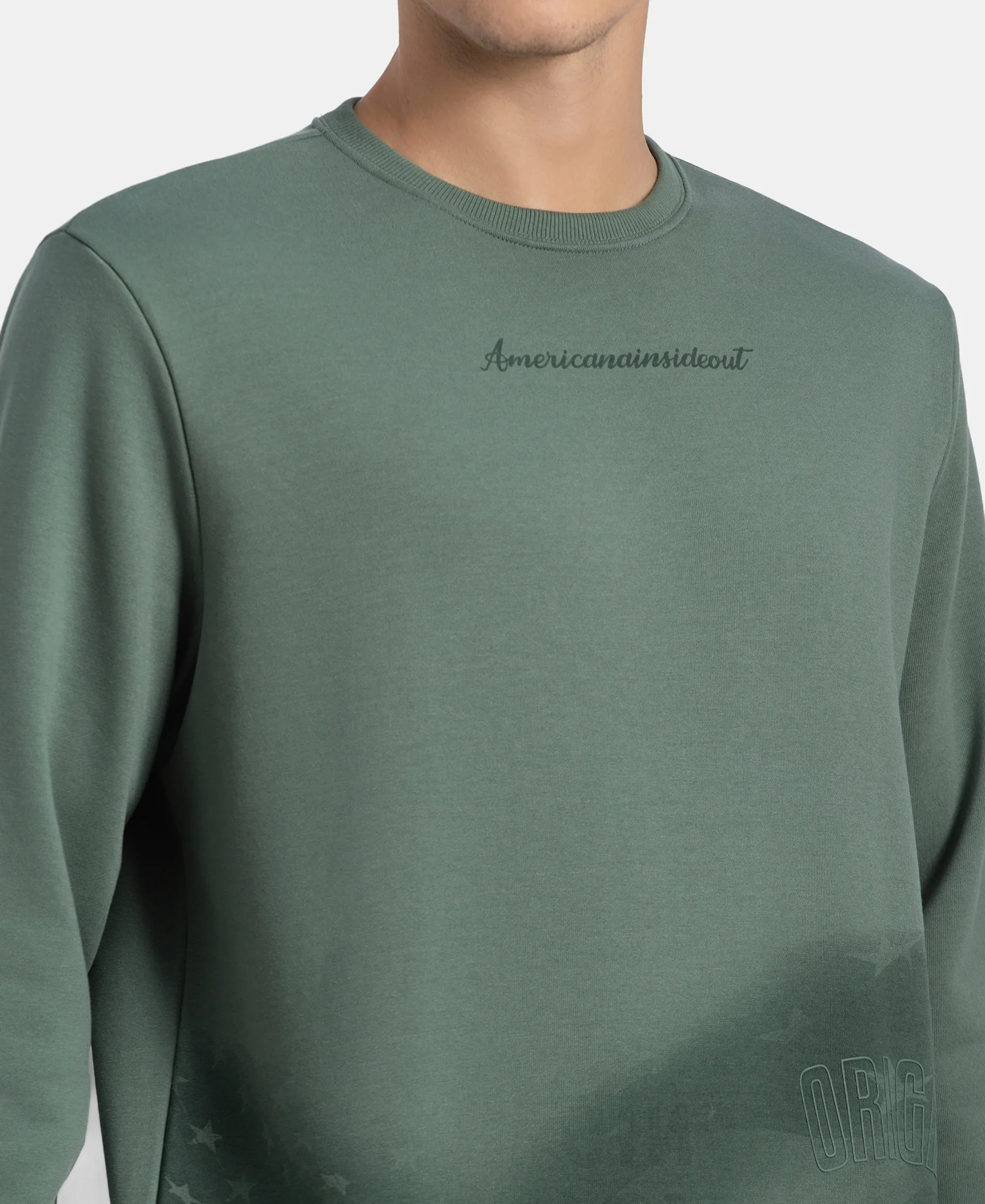 Super Combed Cotton Rich French Terry Printed Sweatshirt with Ribbed Cuffs - Dark Forest - Image 7