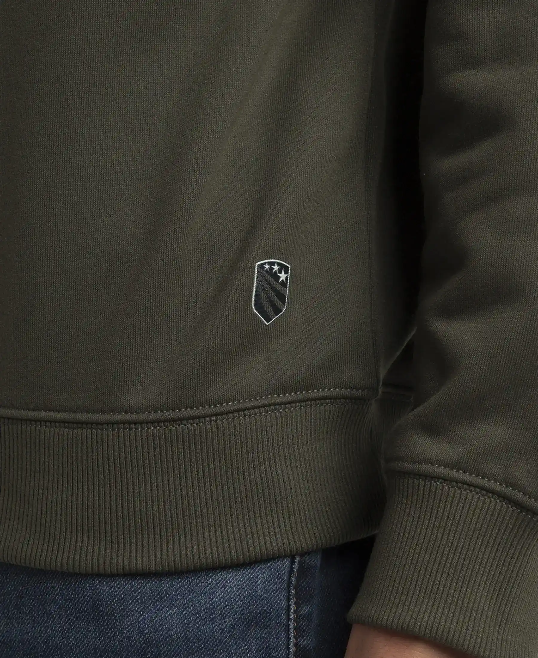 Super Combed Cotton Rich French Terry Printed Sweatshirt with Ribbed Cuffs - Deep Olive - Image 7