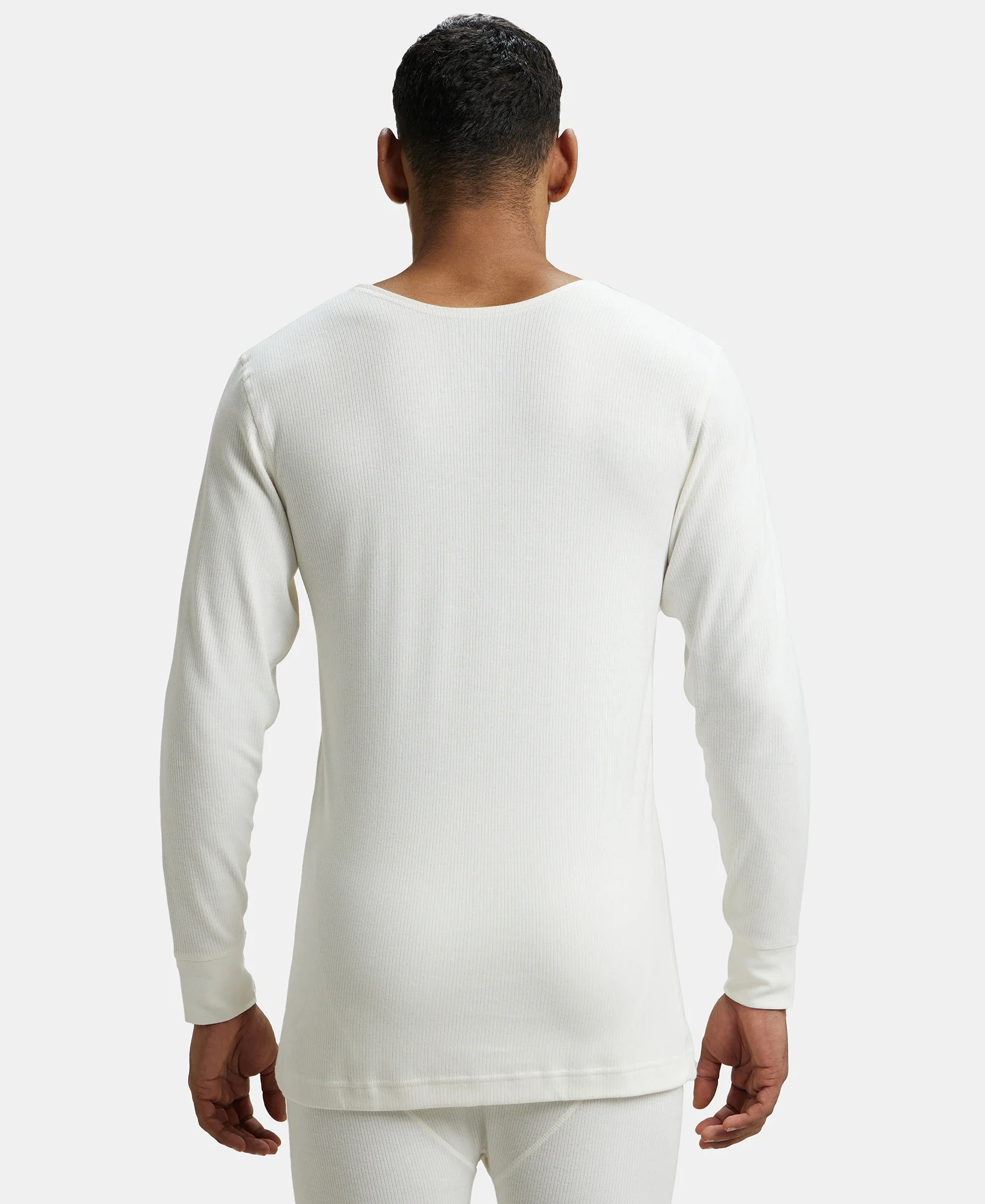 Extra Warmth Super Combed Cotton Rich Full Sleeve Thermal Undershirt with StayWarm Technology - Off White - Image 3