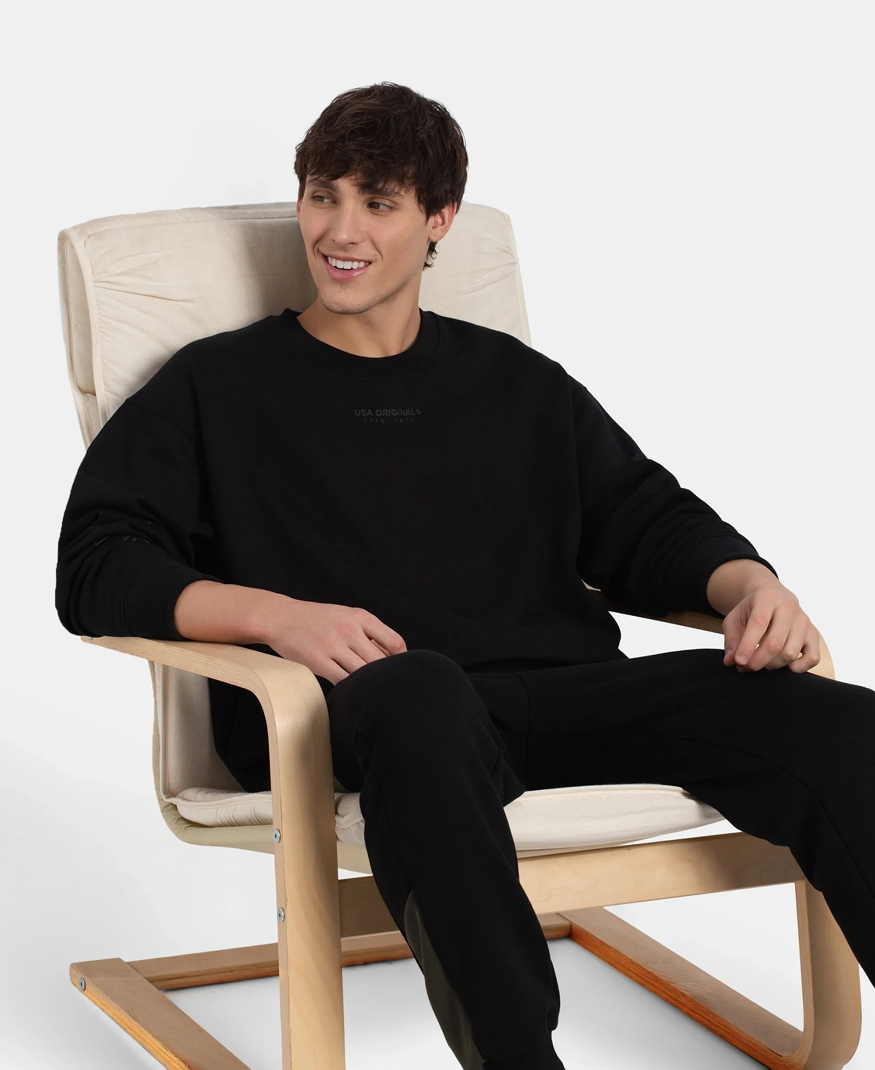 Super Combed Cotton Rich Graphic Print Fleece Sweatshirt with StayWarm Technology - Black - Image 5