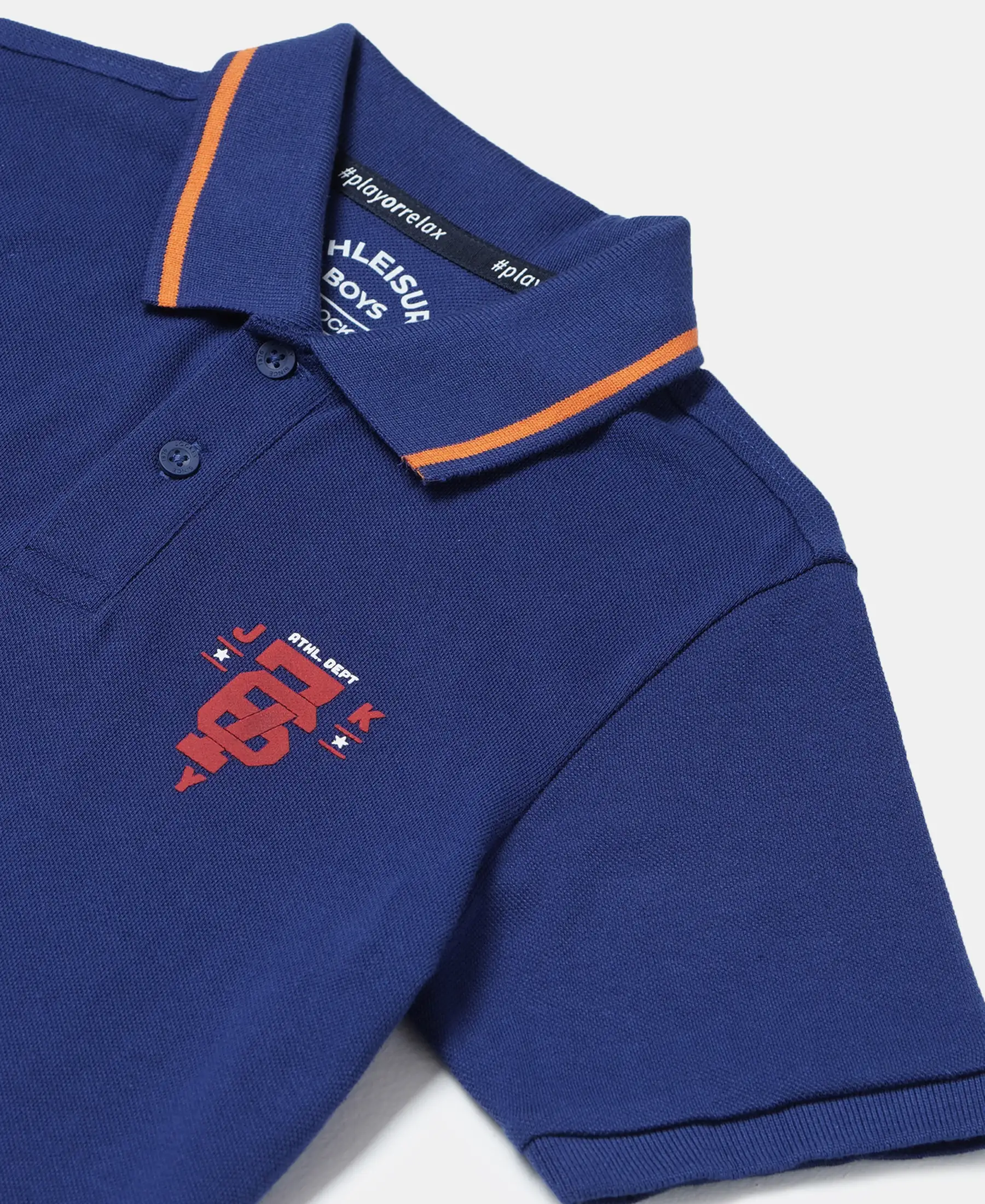 Boy's Super Combed Cotton Rich Graphic Printed Half Sleeve Polo T-Shirt - Blue Depth - Image 3