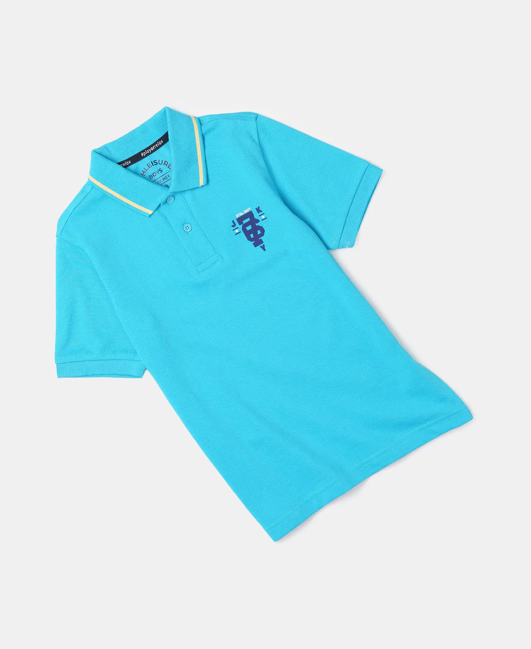 Boy's Super Combed Cotton Rich Graphic Printed Half Sleeve Polo T-Shirt - Scuba Blue - Image 5