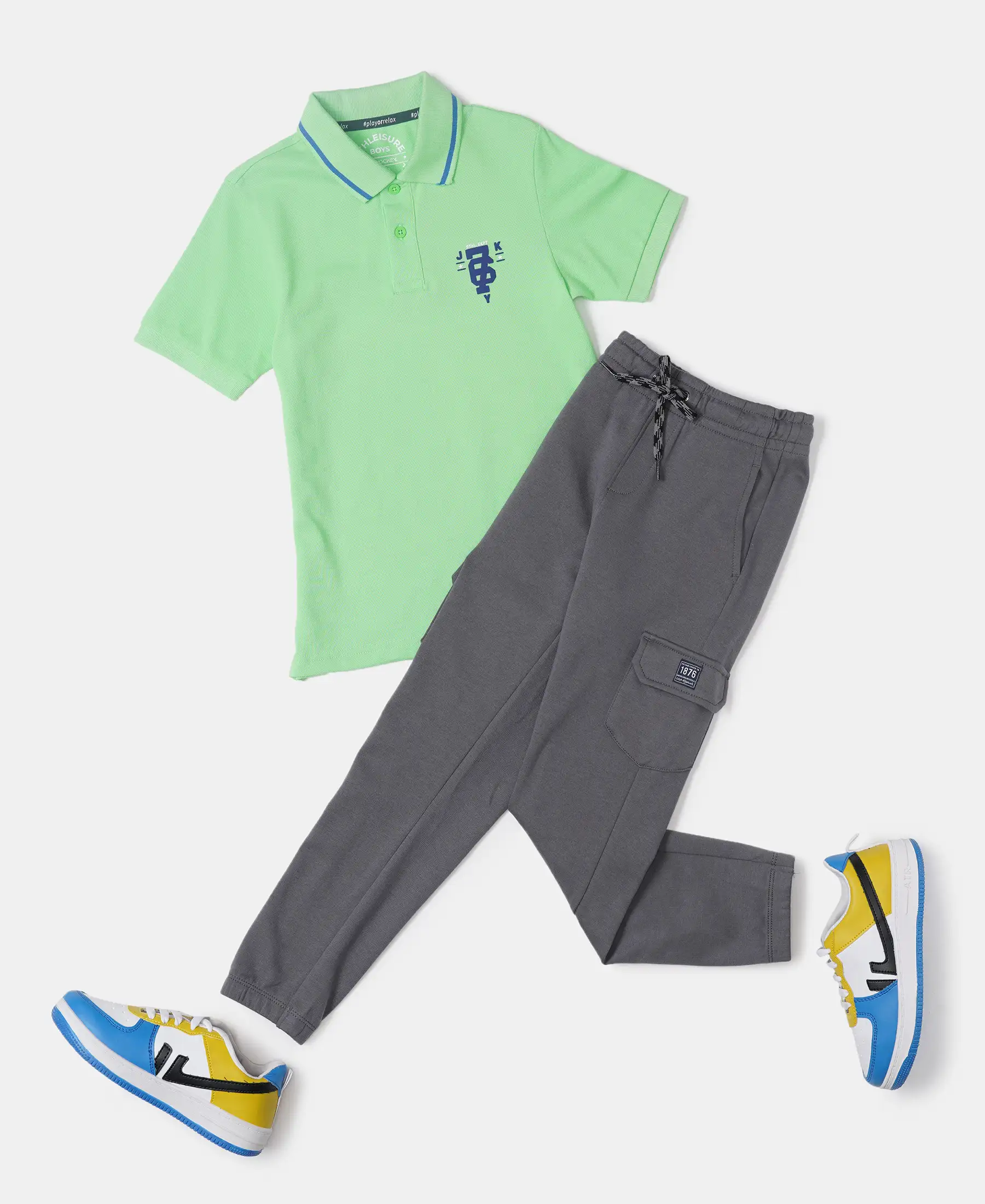 Boy's Super Combed Cotton Rich Graphic Printed Half Sleeve Polo T-Shirt - Spring Bouquet - Image 4
