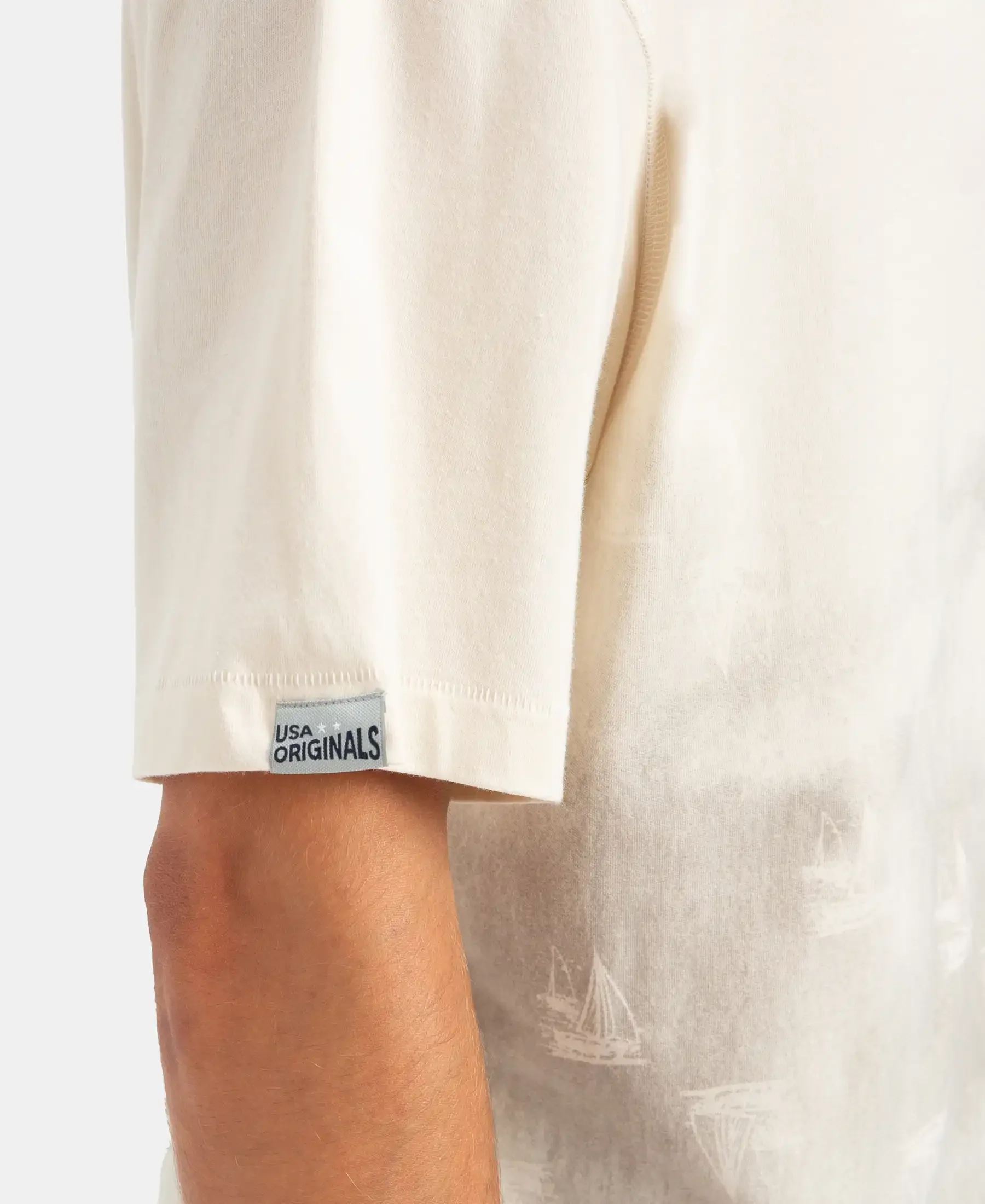 Super Combed Cotton Rich Graphic Printed Oversized T-Shirt - Almond Milk USA - Image 9