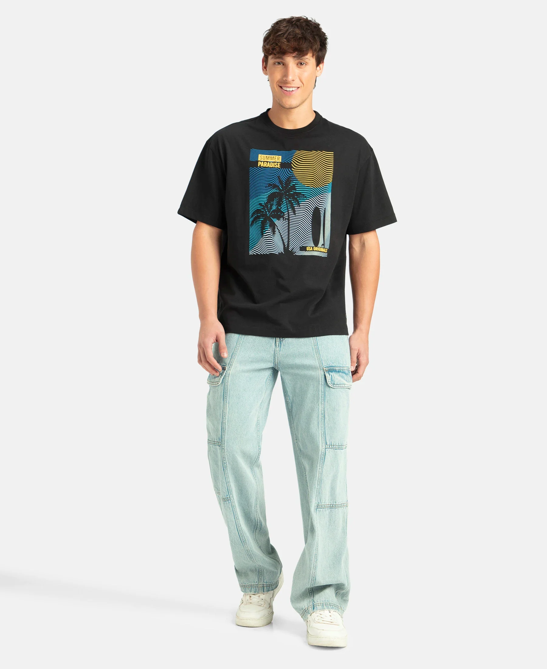 Super Combed Cotton Rich Graphic Printed Oversized T-Shirt - Black - Image 4