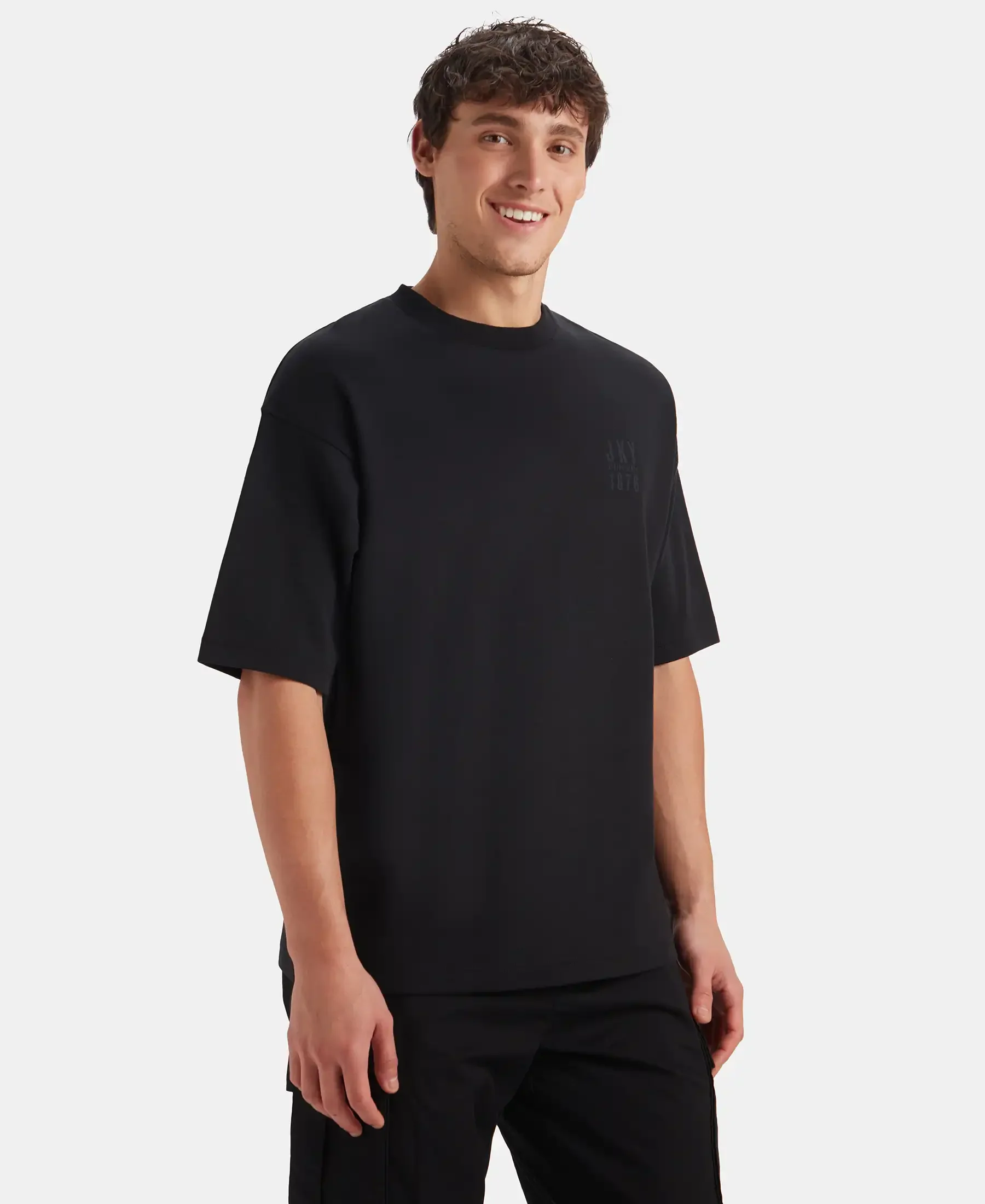 Super Combed Cotton Rich Graphic Printed Oversized T-Shirt - Deep Black - Image 2