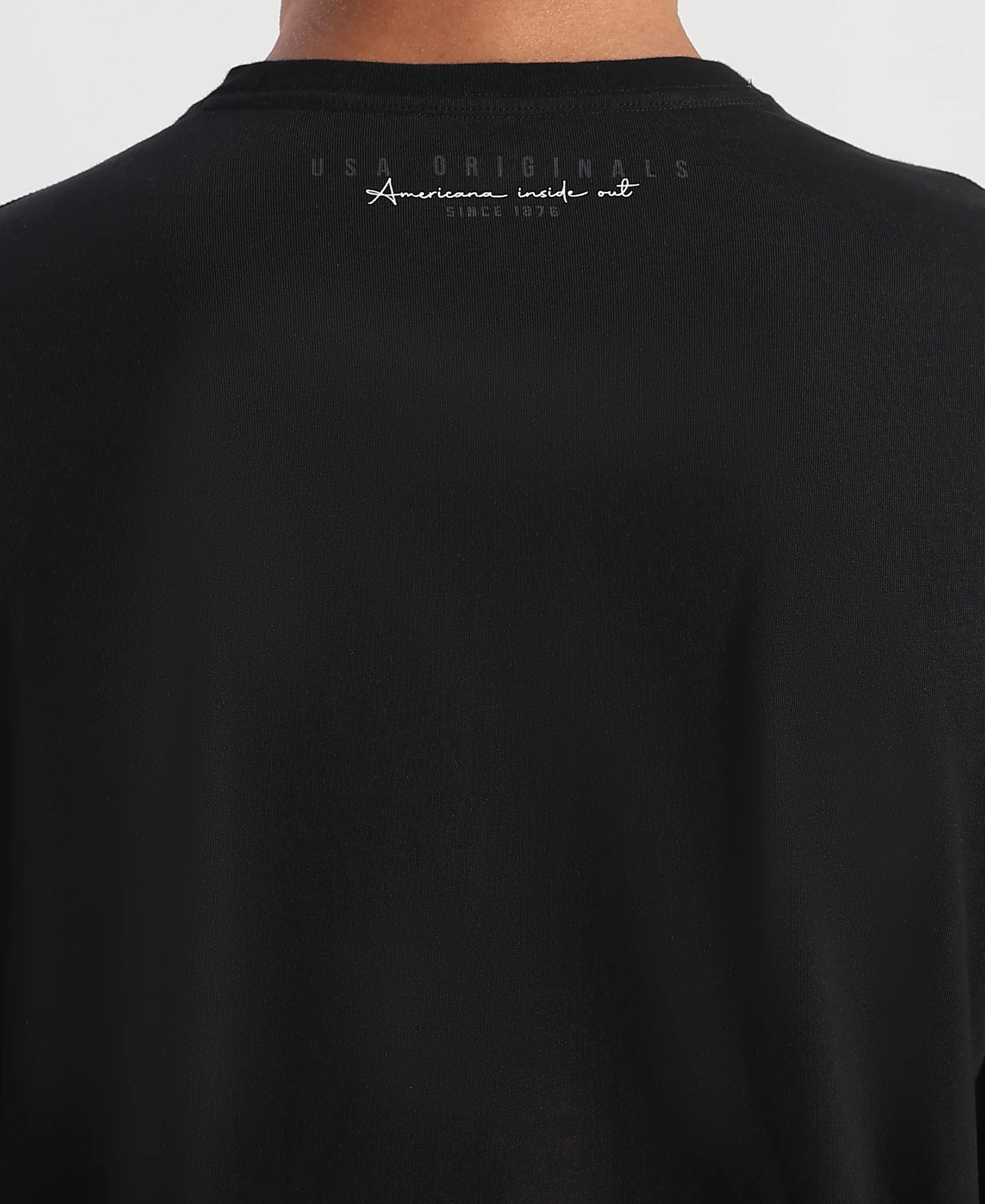 Super Combed Cotton Rich Graphic Printed Round Neck Full Sleeve T-Shirt - Black New - Image 8