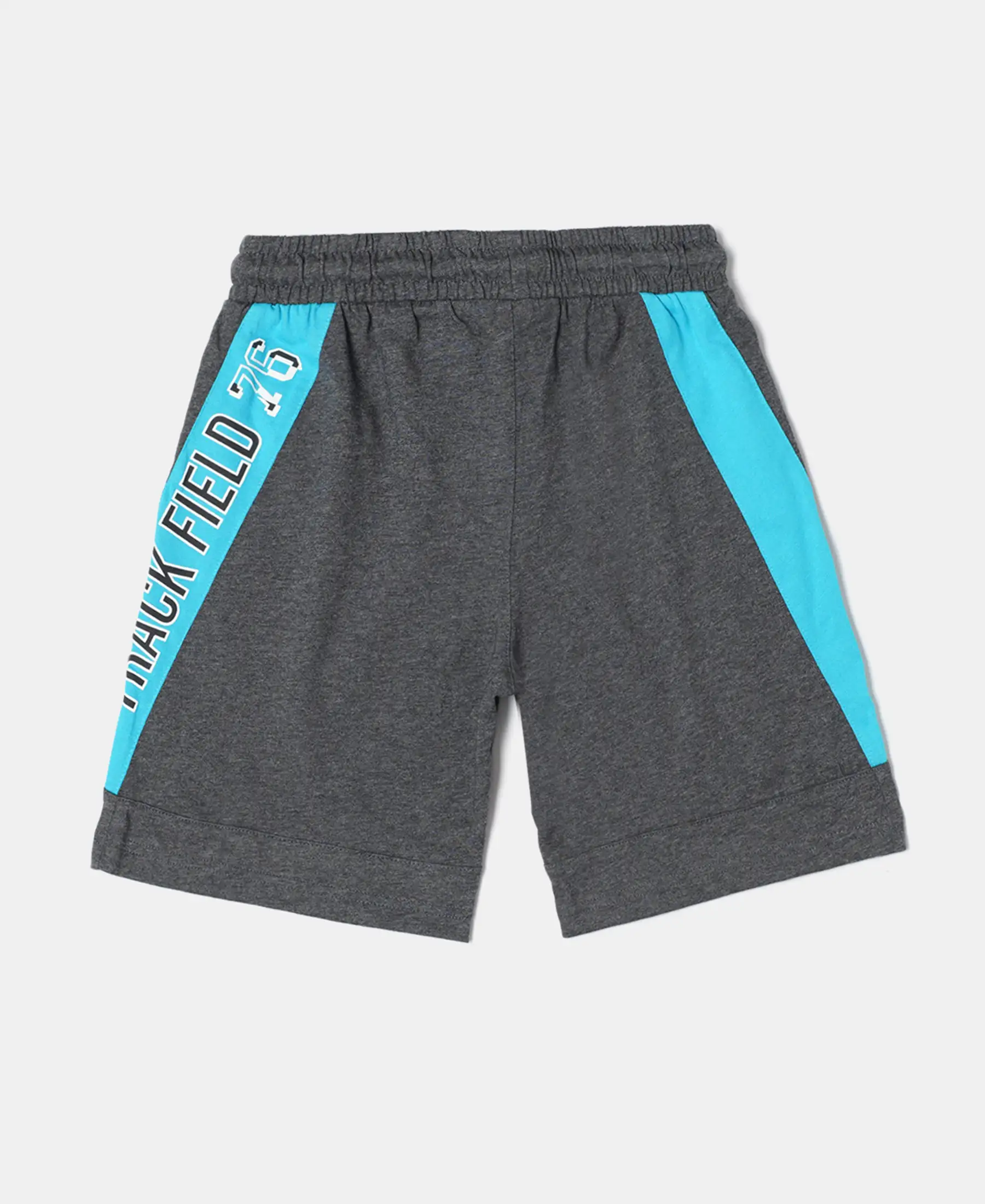 Boy's Super Combed Cotton Rich Graphic Printed Shorts with Contrast Side Panel - Charcoal Melange - Image 2