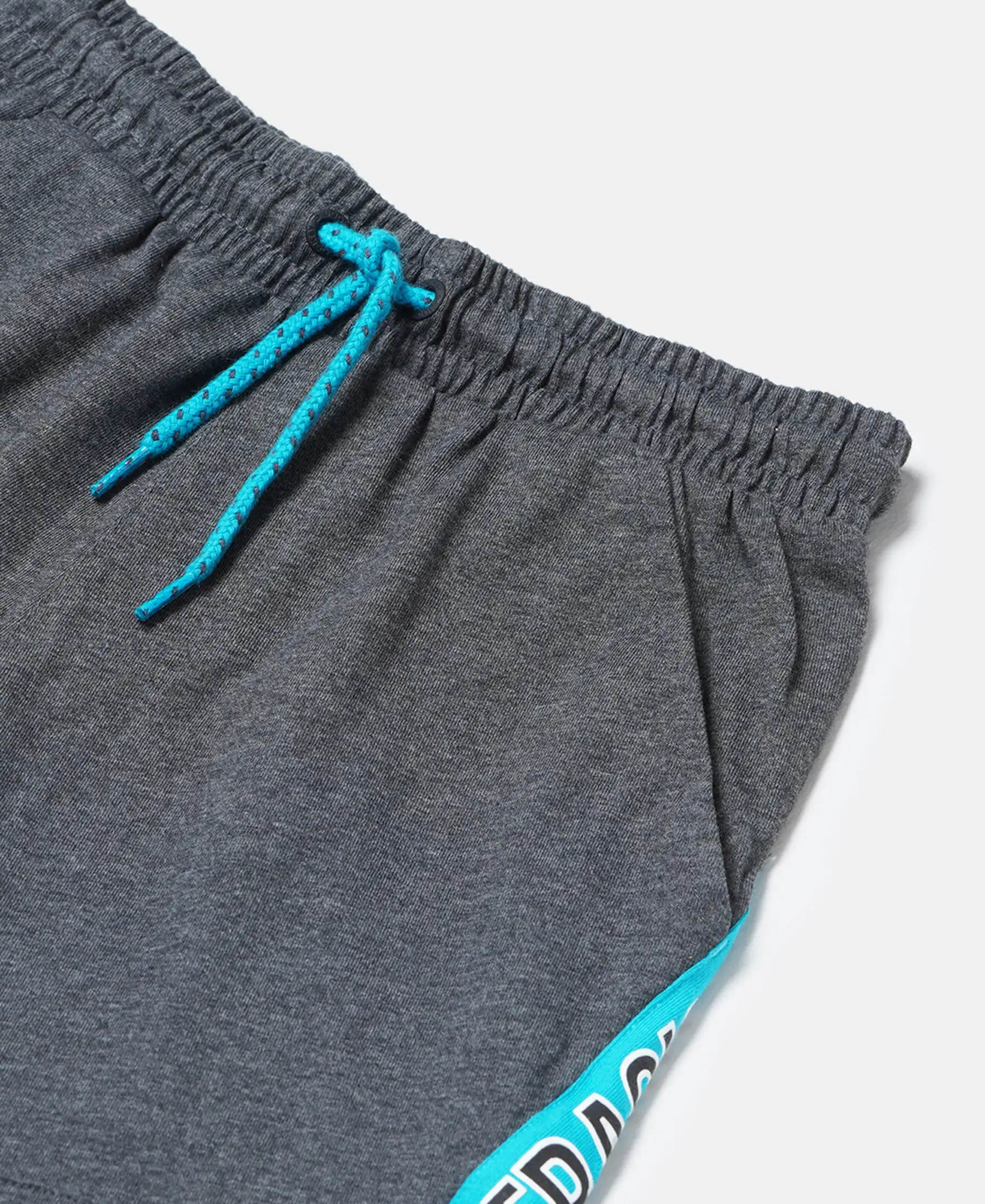Boy's Super Combed Cotton Rich Graphic Printed Shorts with Contrast Side Panel - Charcoal Melange - Image 3