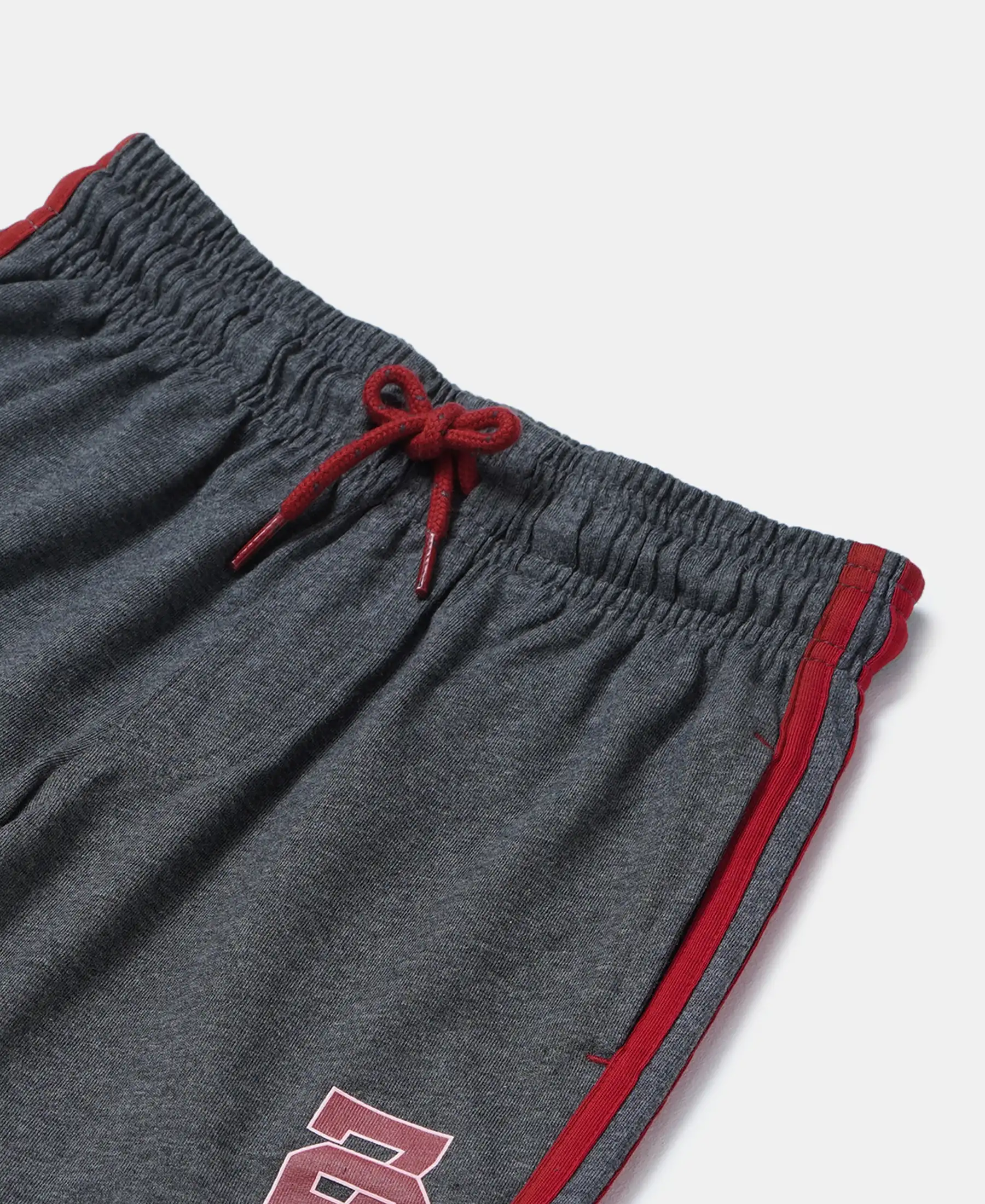 Boy's Super Combed Cotton Rich Graphic Printed Shorts with Contrast Side Taping - Charcoal Melange - Image 3