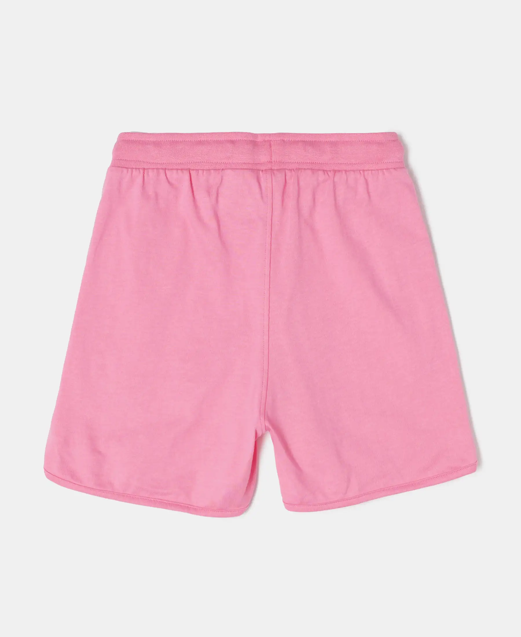 Girl's Super Combed Cotton Rich Graphic Printed Shorts with Curved Hem - Pink Carnation - Image 2