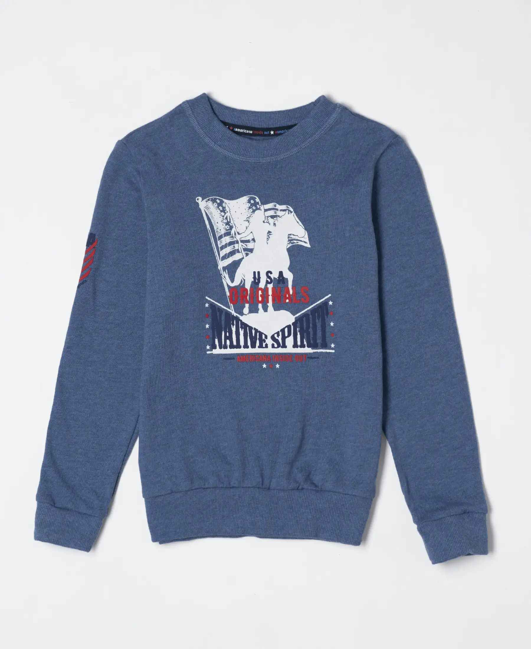 Boy's Super Combed Cotton Rich Graphic Printed Sweatshirt - Light Denim Melange