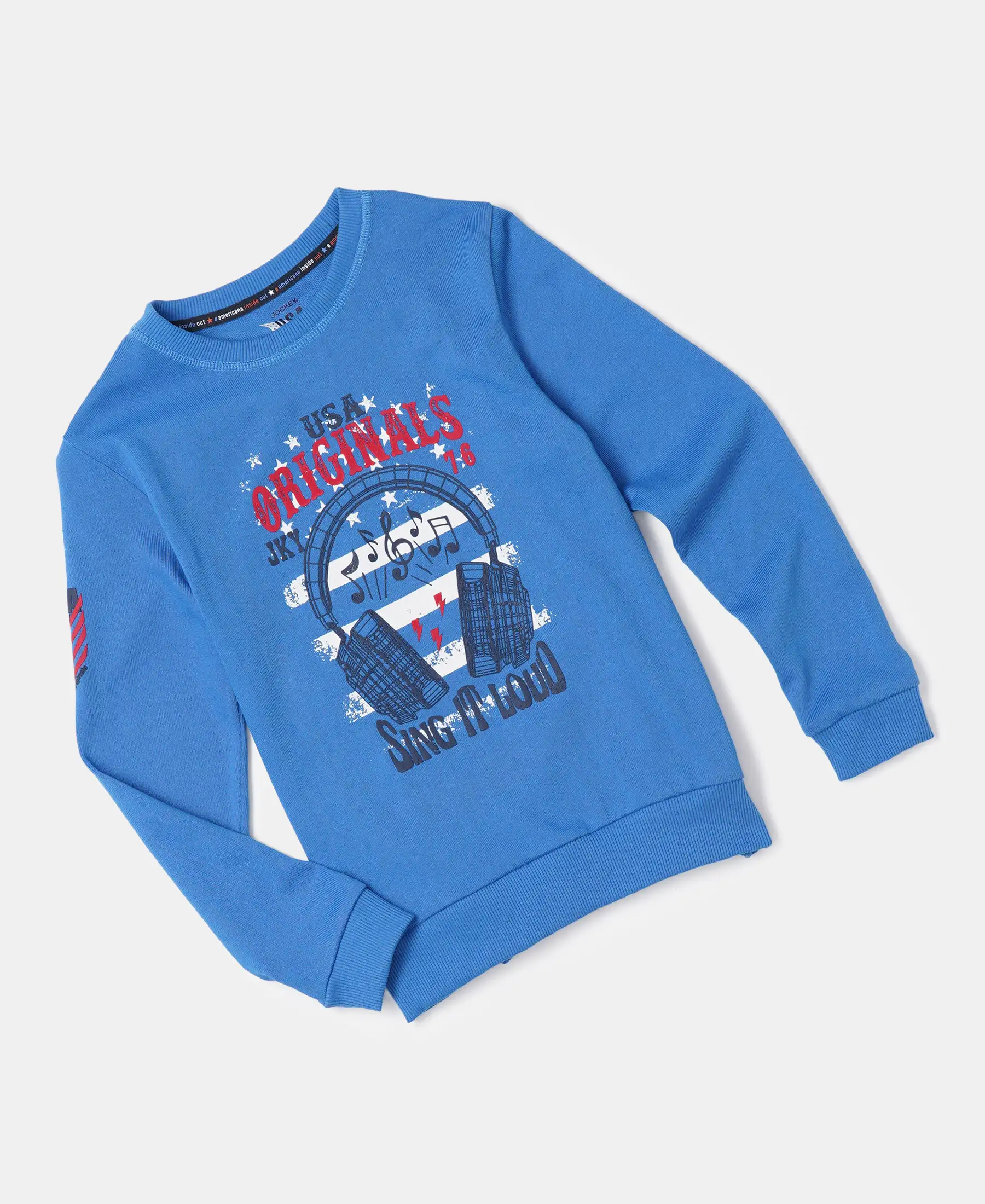 Boy's Super Combed Cotton Rich Graphic Printed Sweatshirt - Palace Blue - Image 5