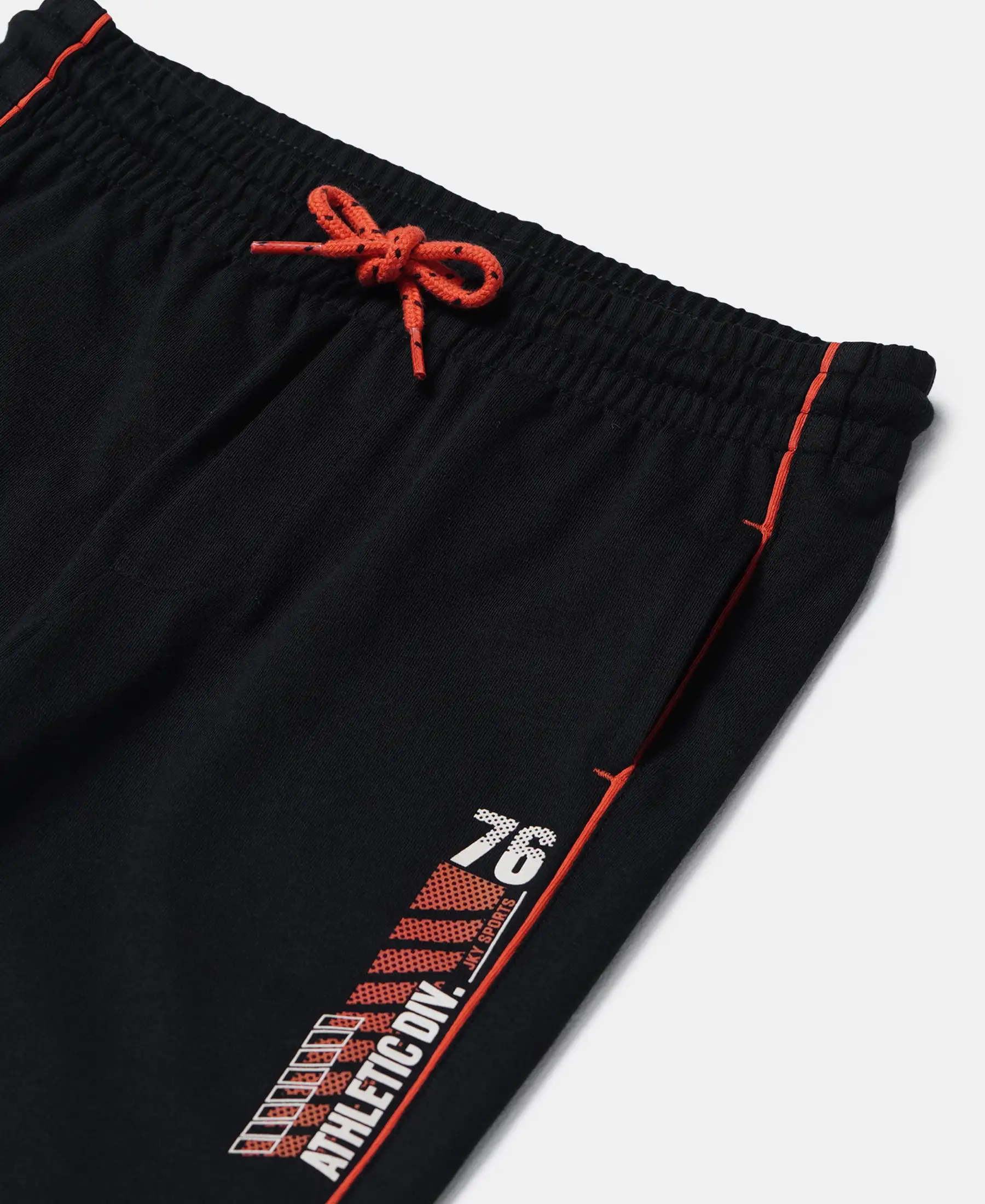 Boy's Super Combed Cotton Rich Graphic Printed Trackpants with Contrast Side Piping - Black - Image 3