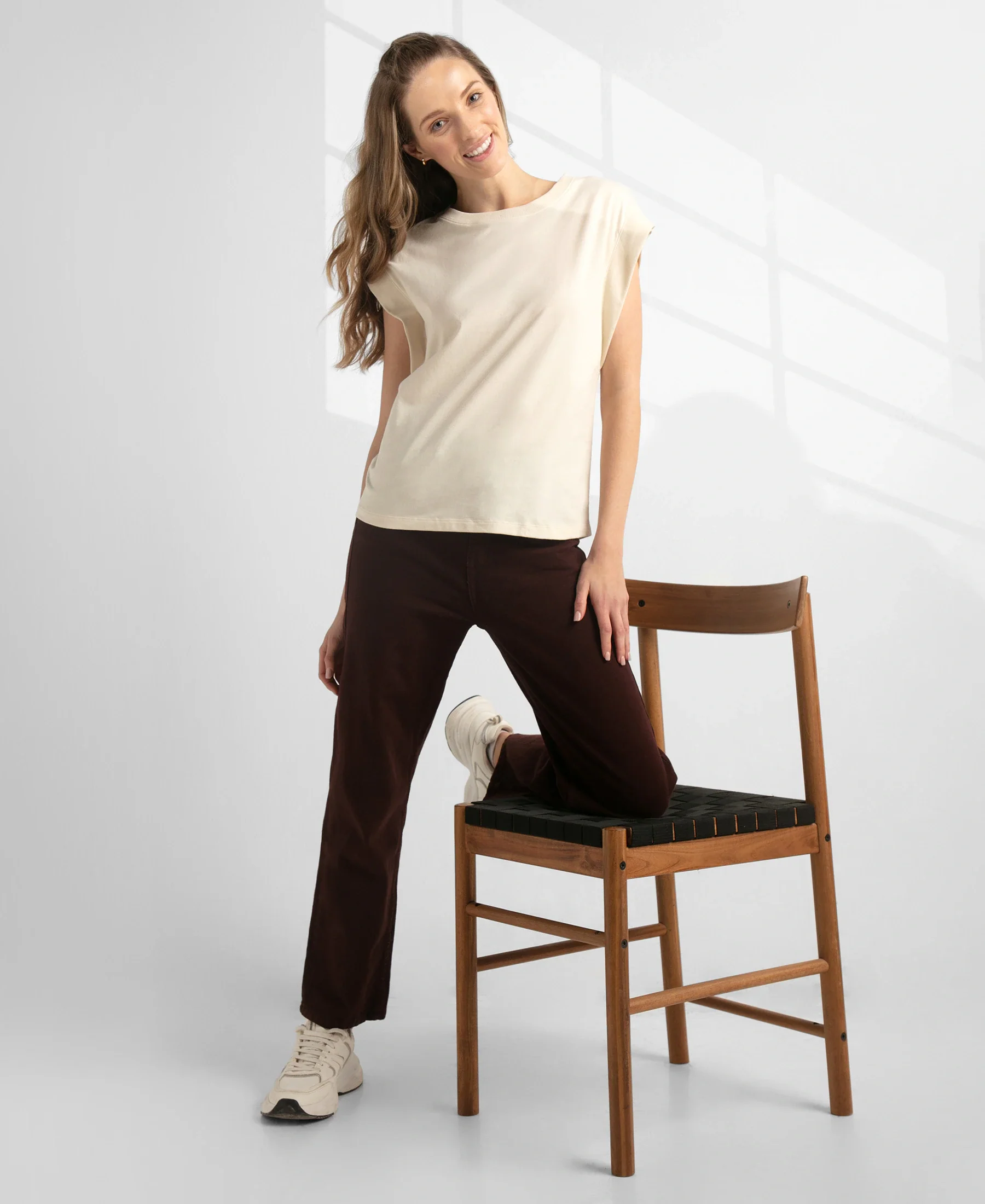 Super Combed Cotton Rich Hybrid Tank Top with Ribbed Sleeves - Snow White - Image 6