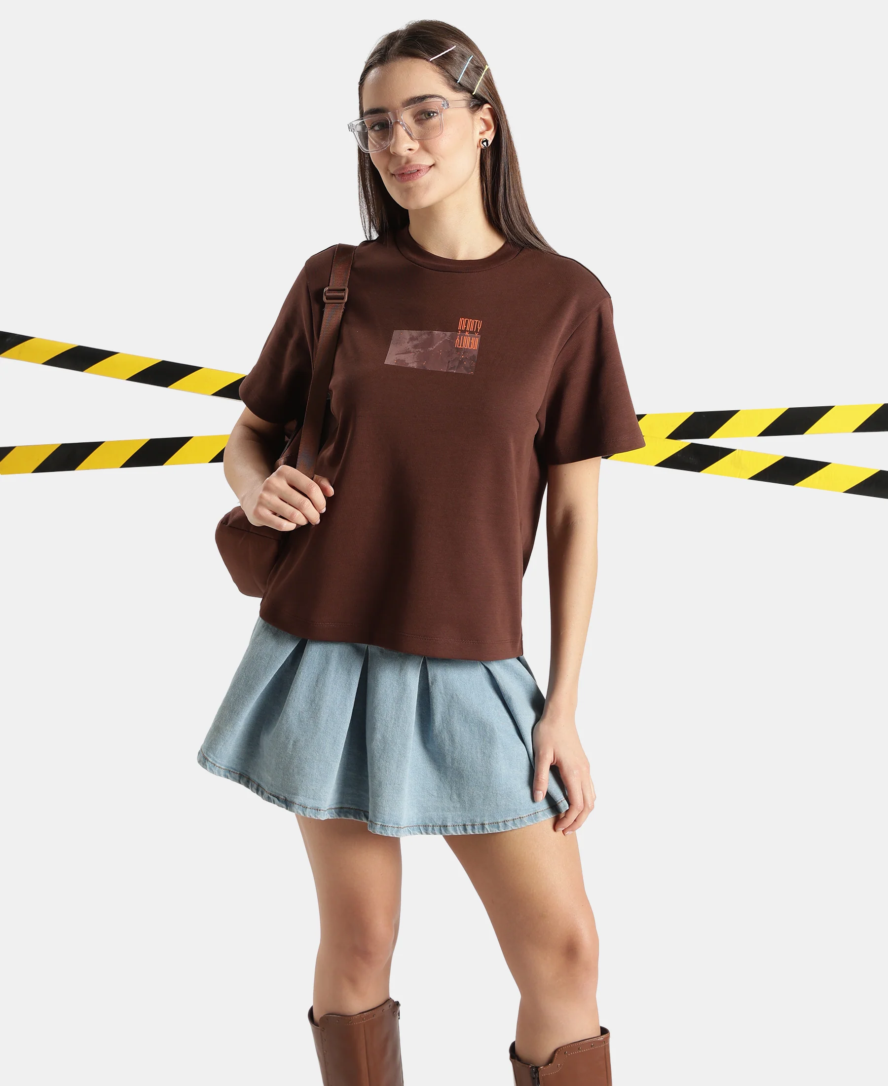 Super Combed Cotton Rich Oversized Graphic Print T-Shirt with Drop Shoulder Styling - Chicory Coffee - Image 5